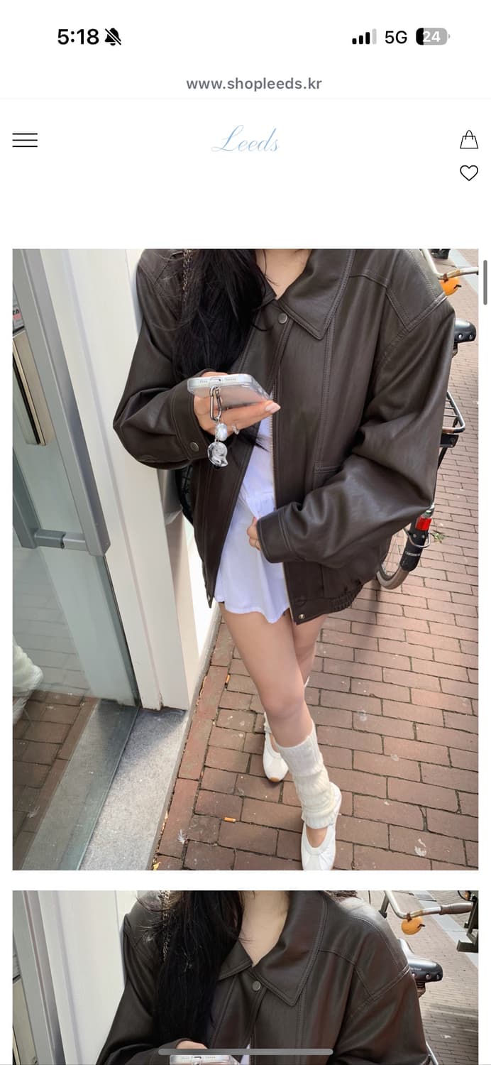 리즈(leeds) 브라운 레더자켓(새상품) 상품이미지1