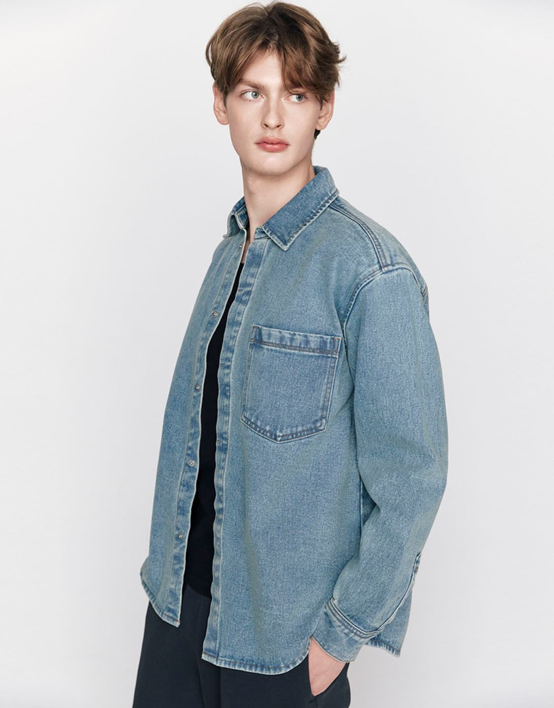 지오다노 코튼 데님 스냅 셔츠 L (새제품) 상품이미지2