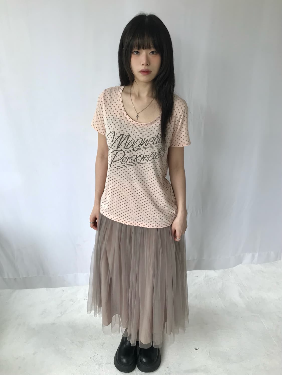 핑크 도트 티셔츠 상품이미지3