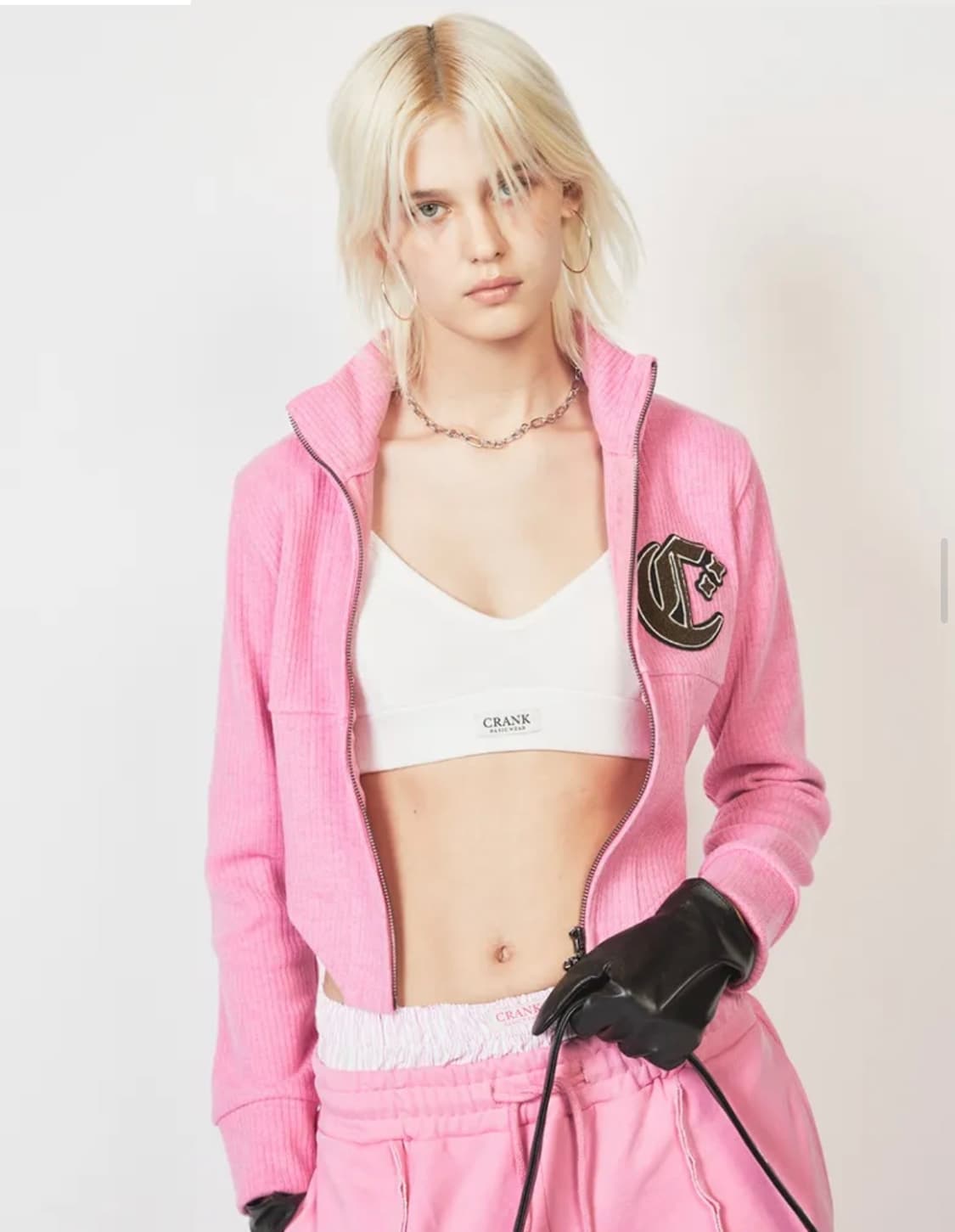 (수지착용) 크랭크 코르셋 니트집업 핑크 상품이미지3