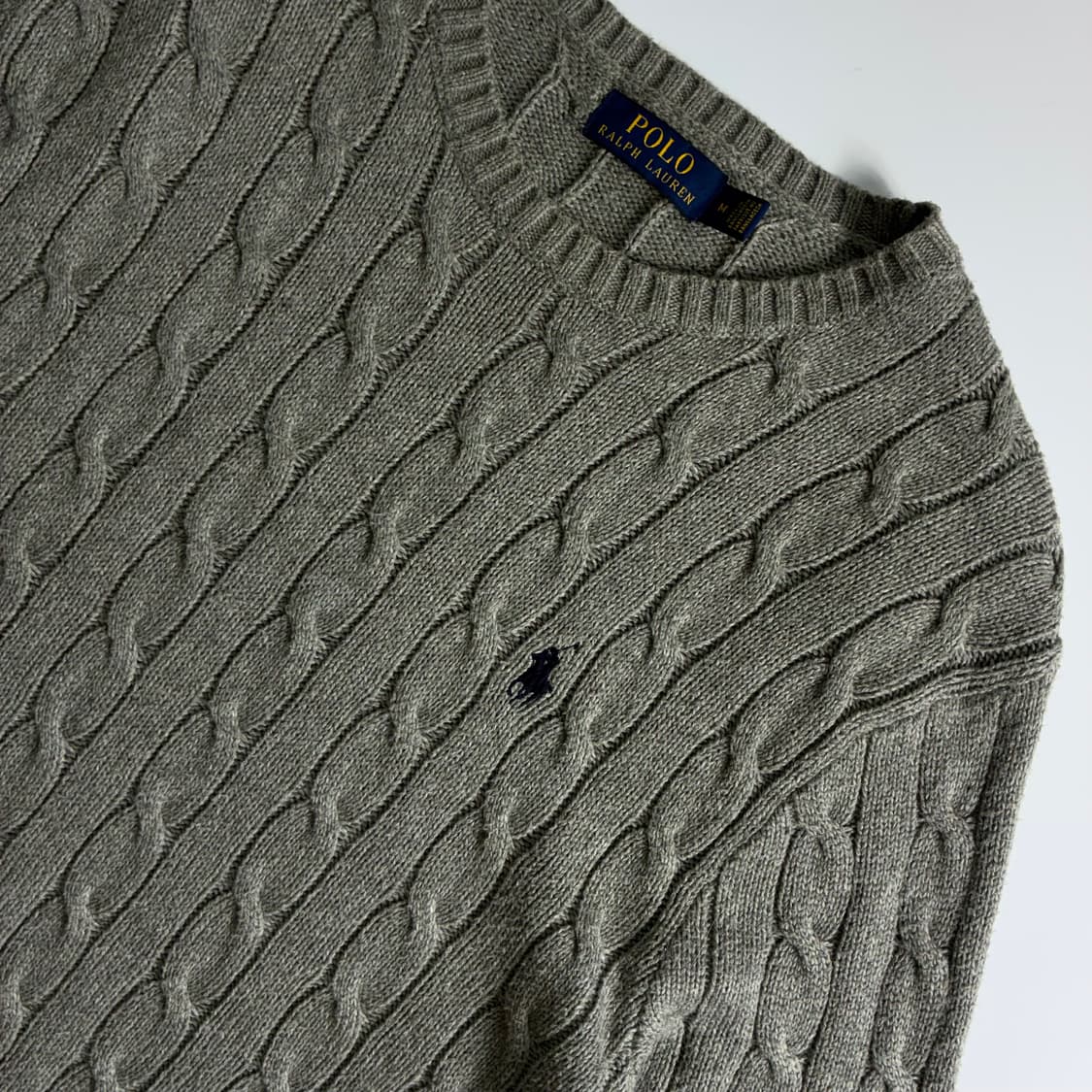 Polo  폴로 랄프로렌 자수 코튼 그레이 꽈배기 니트  상품이미지3