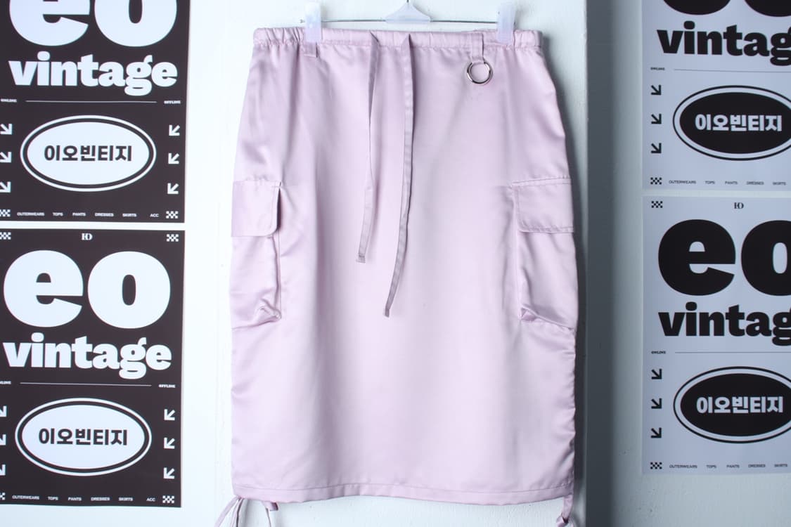 W(M-L) 시눈 스커트 치마 포켓 새틴 연핑크 올드스쿨-P9962 상품이미지2