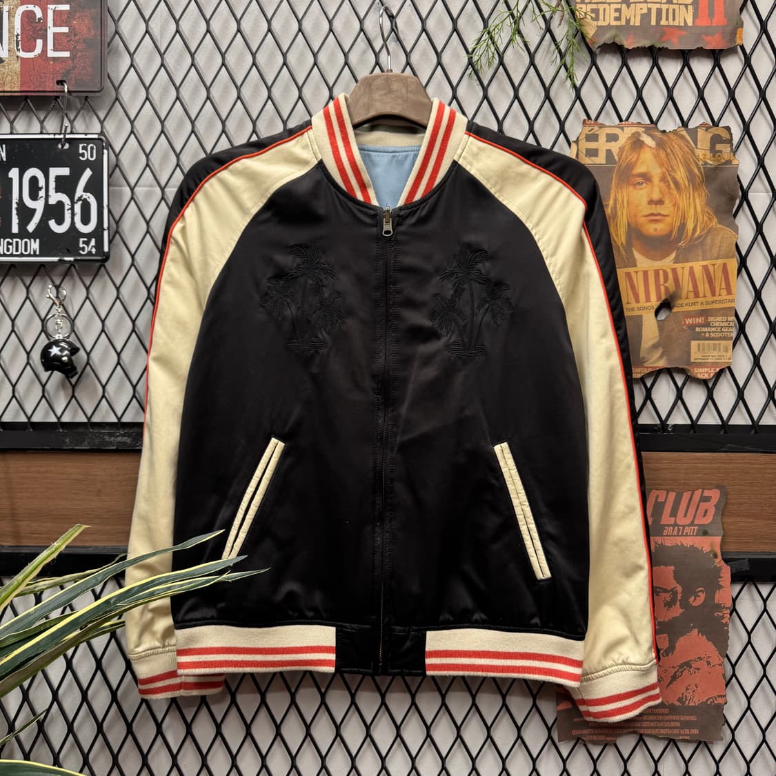 리바이스 리버시블 새틴 스카쟌 팜트리 자수 포인트 아이보리 상품이미지3