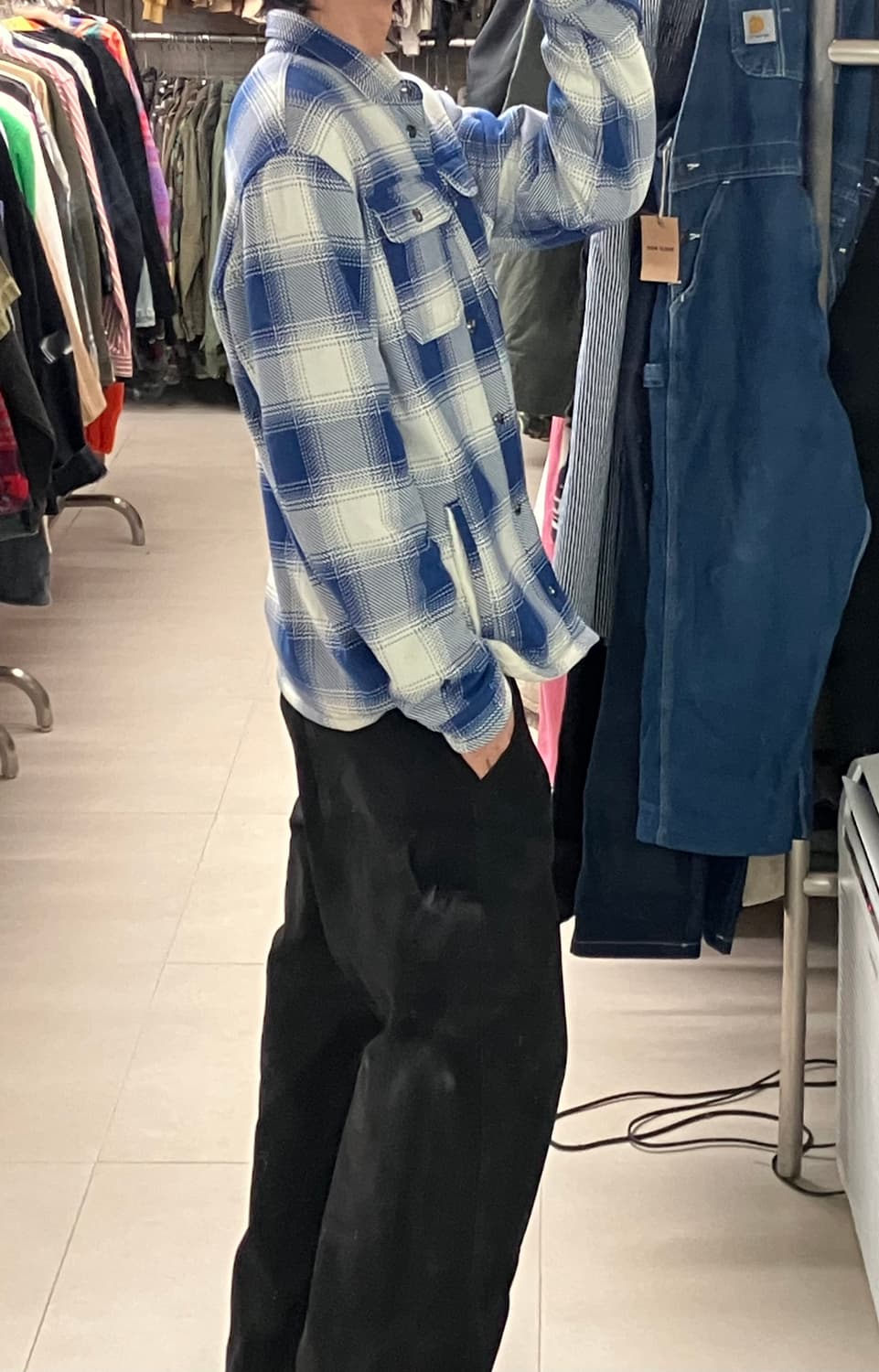 폴로 랄프로렌 블루체크 플래드 플리스 양털 자켓 L 상품이미지9