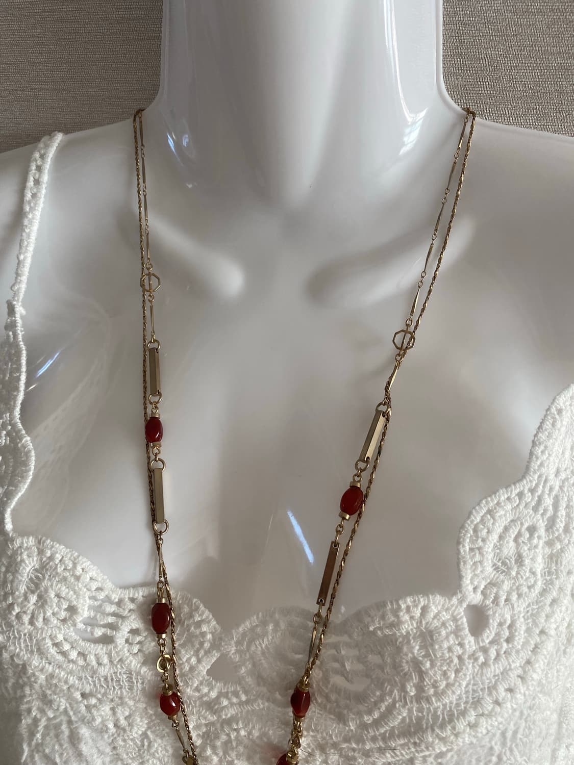 골드체인 오렌지바 롱 체인 목걸이 빈티지 수입 주얼리  상품이미지4