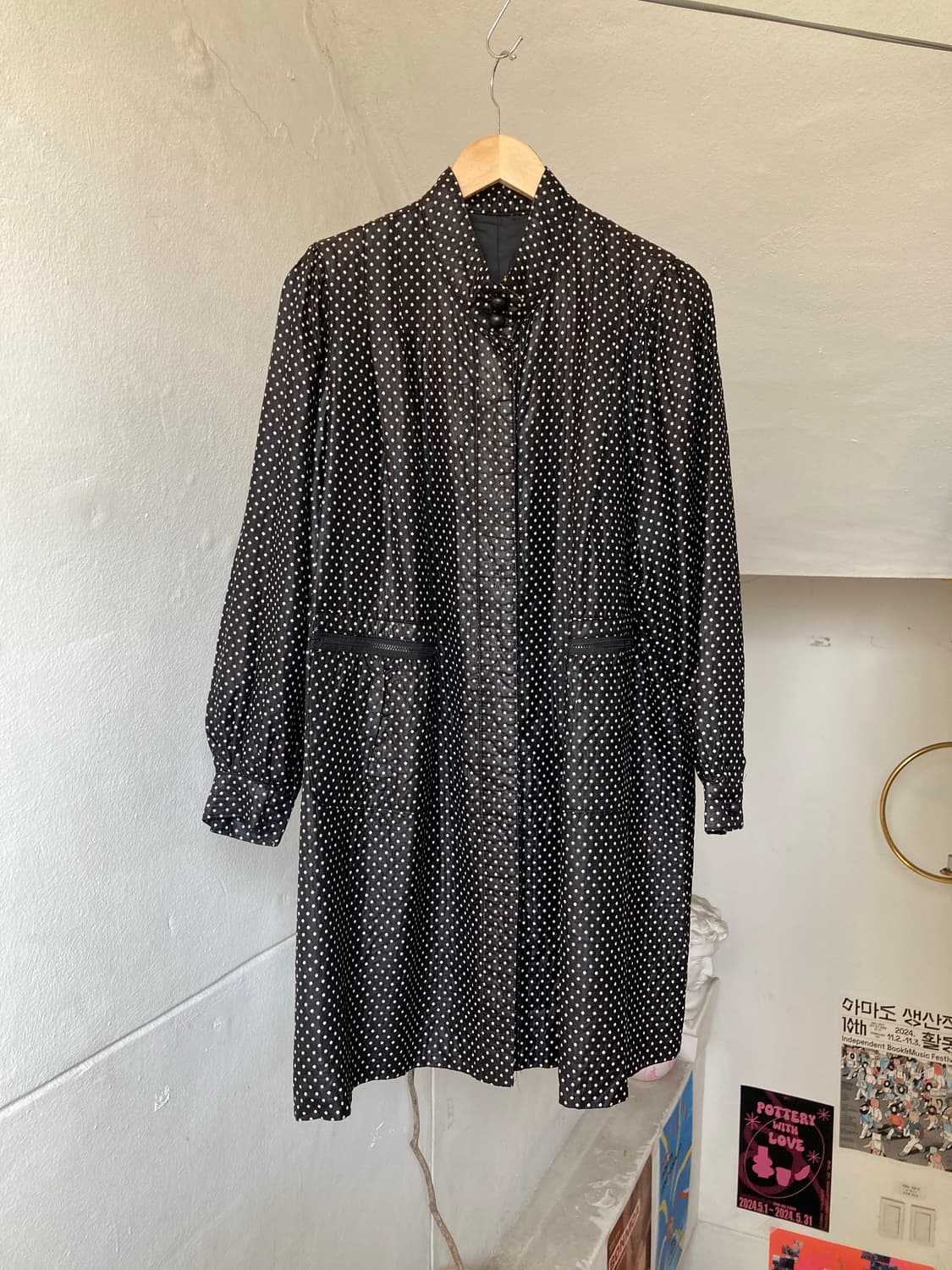 어깨 퍼프 도트 트렌치 야상 상품이미지1