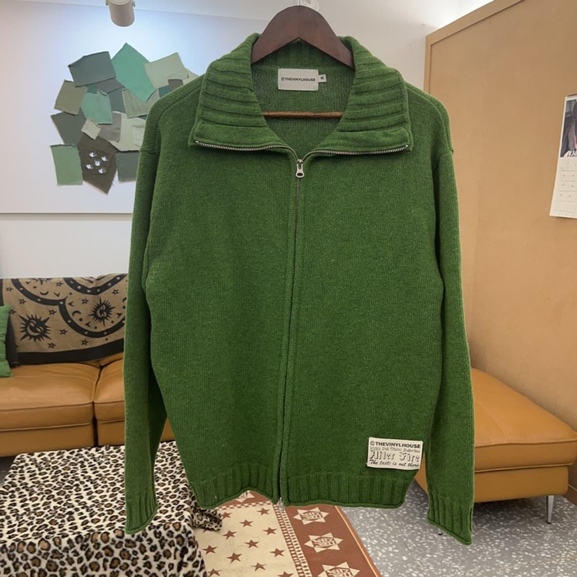 더 바이닐 하우스 빈티지 말차카키 집업 가디건 M C09430 상품이미지3