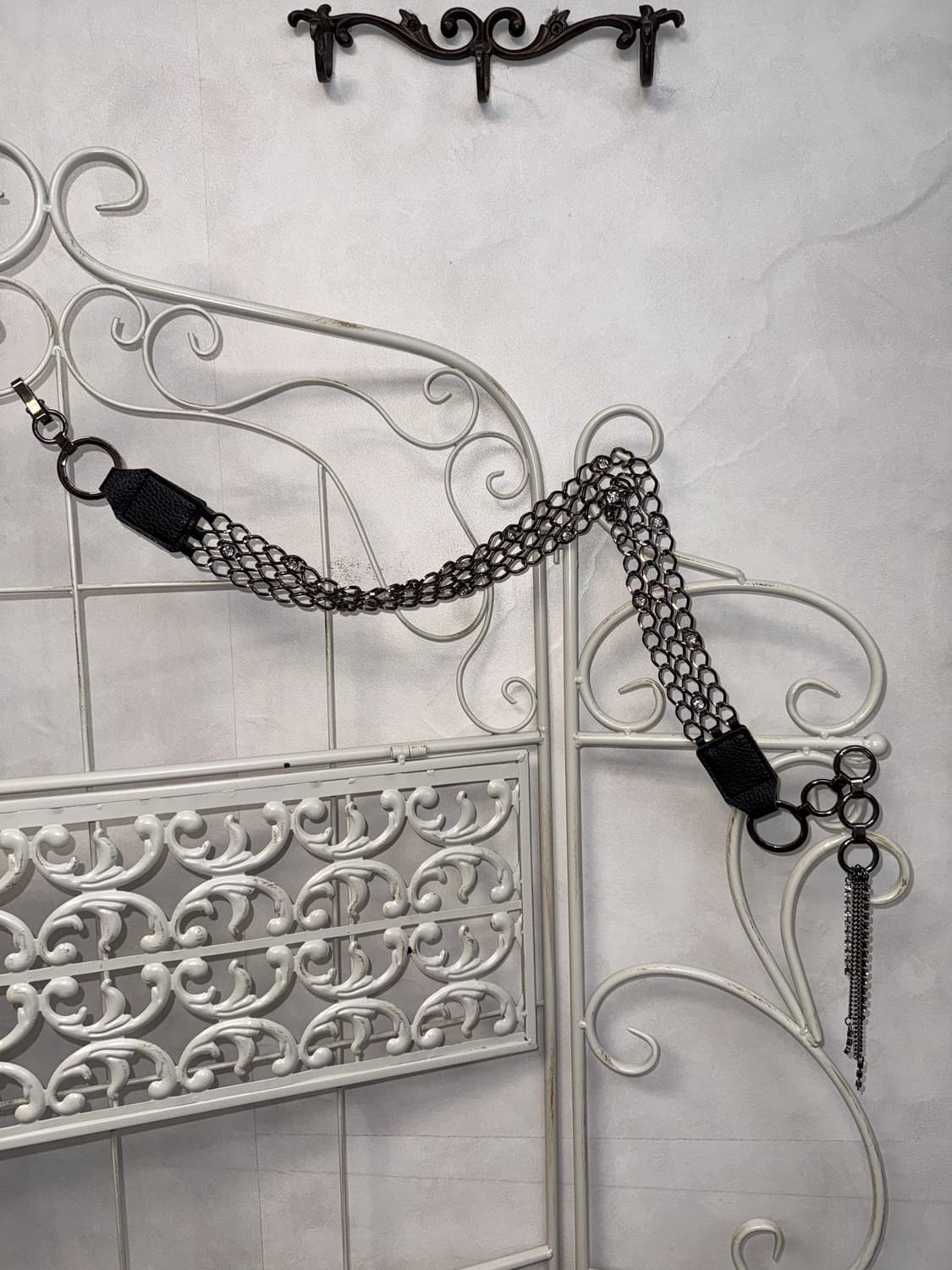 Black silver cubic hole chain belt 상품이미지1