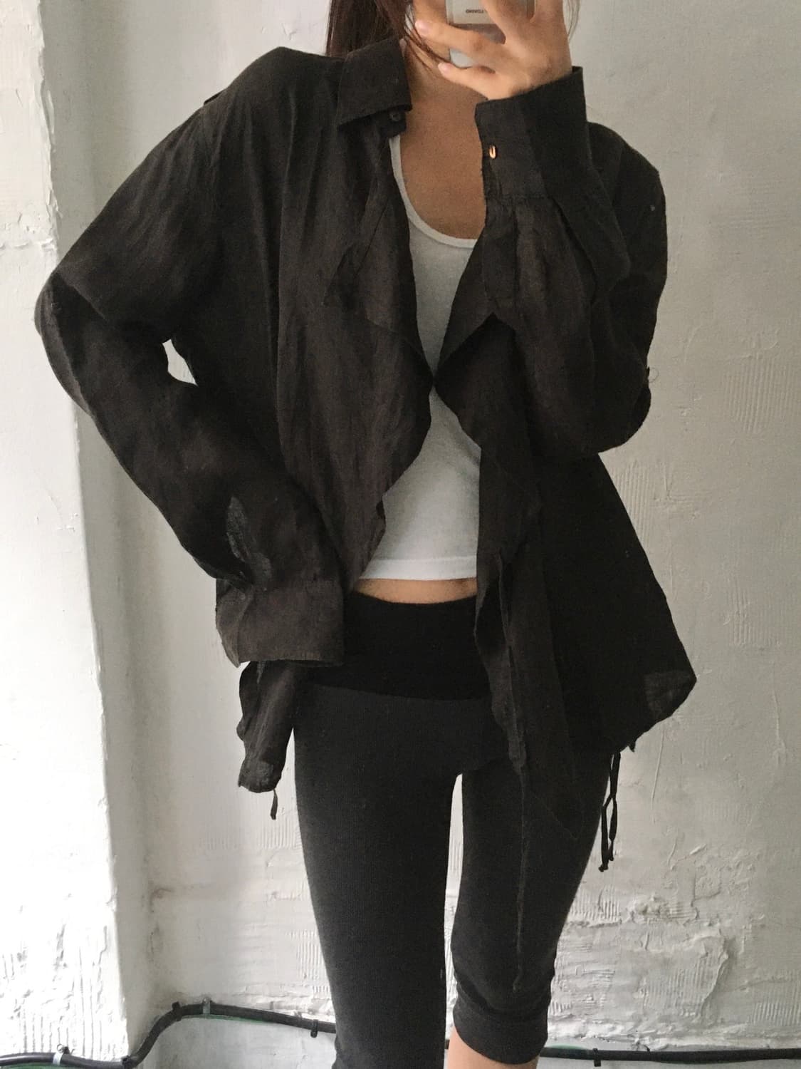 Max Mara 막스마라 브라운 랩 스타일 린넨 셔츠 상품이미지3
