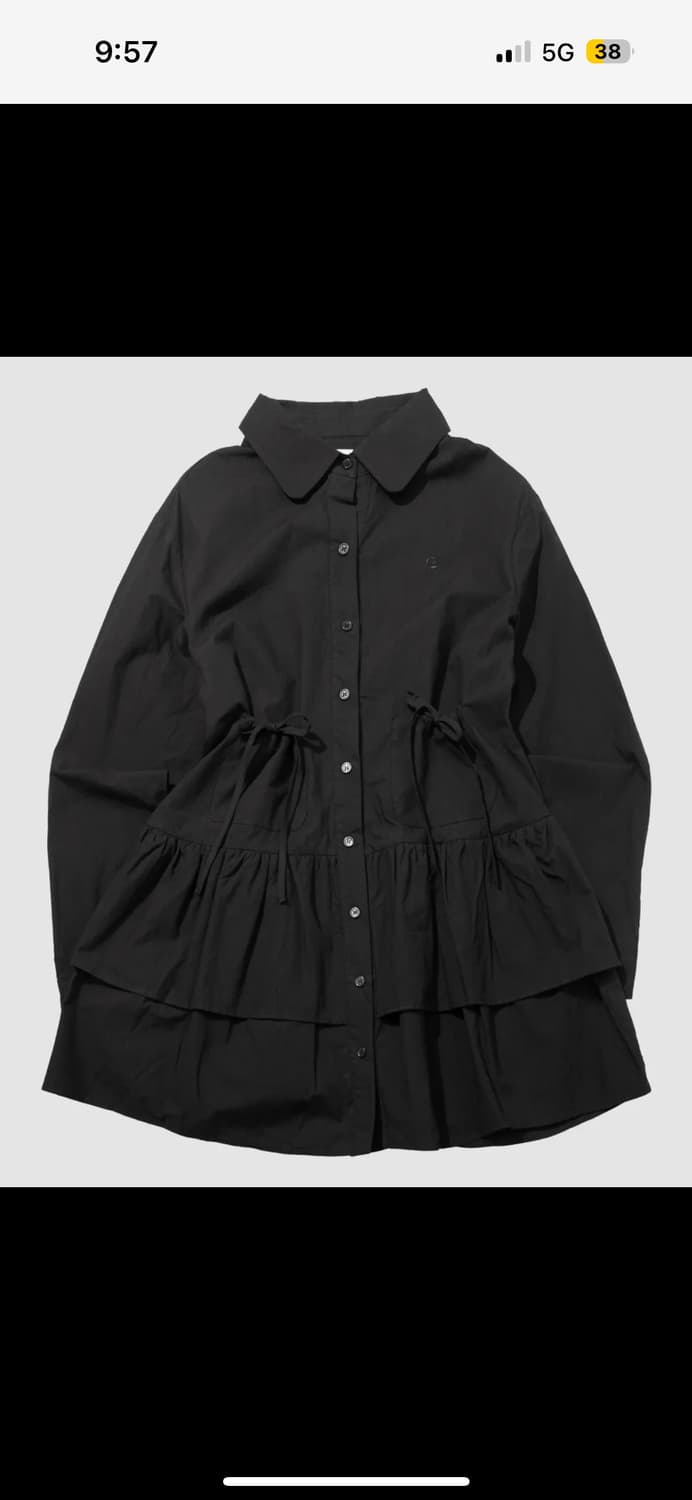 썸플레이스 2단 프릴 스트랩 포켓 리본 포인트 라운드 카라 캉캉 레이어드 상품이미지1