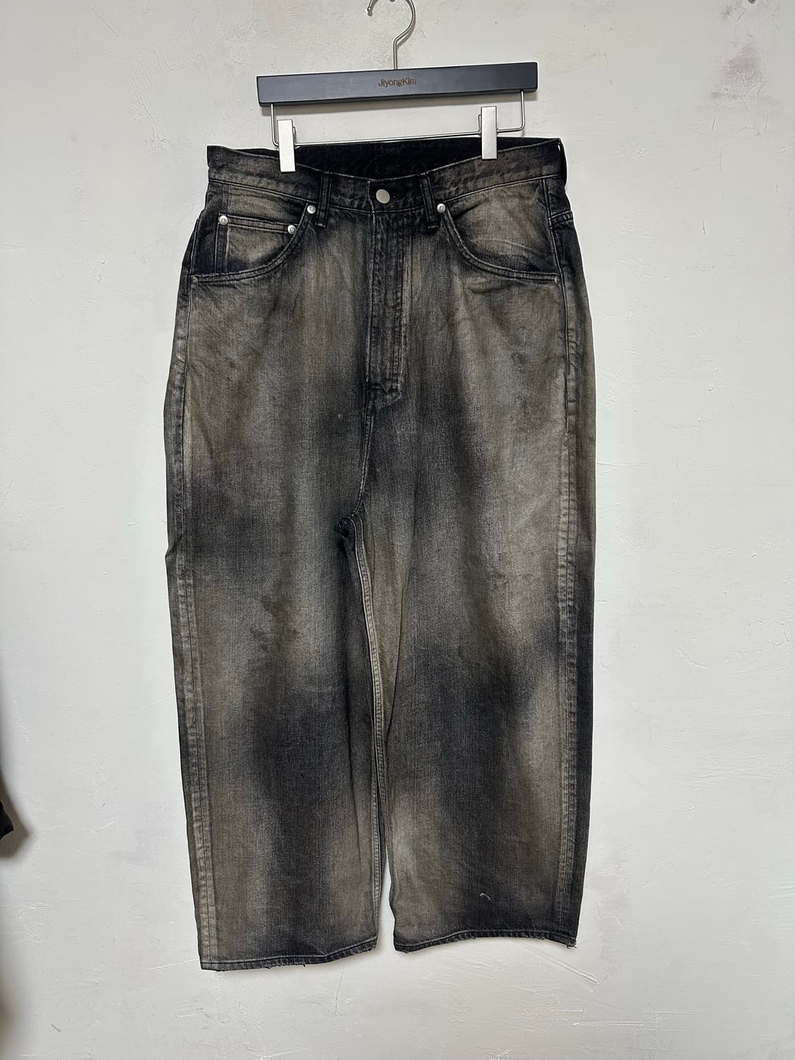 Ancellm aging wide denim pants black 상품이미지1