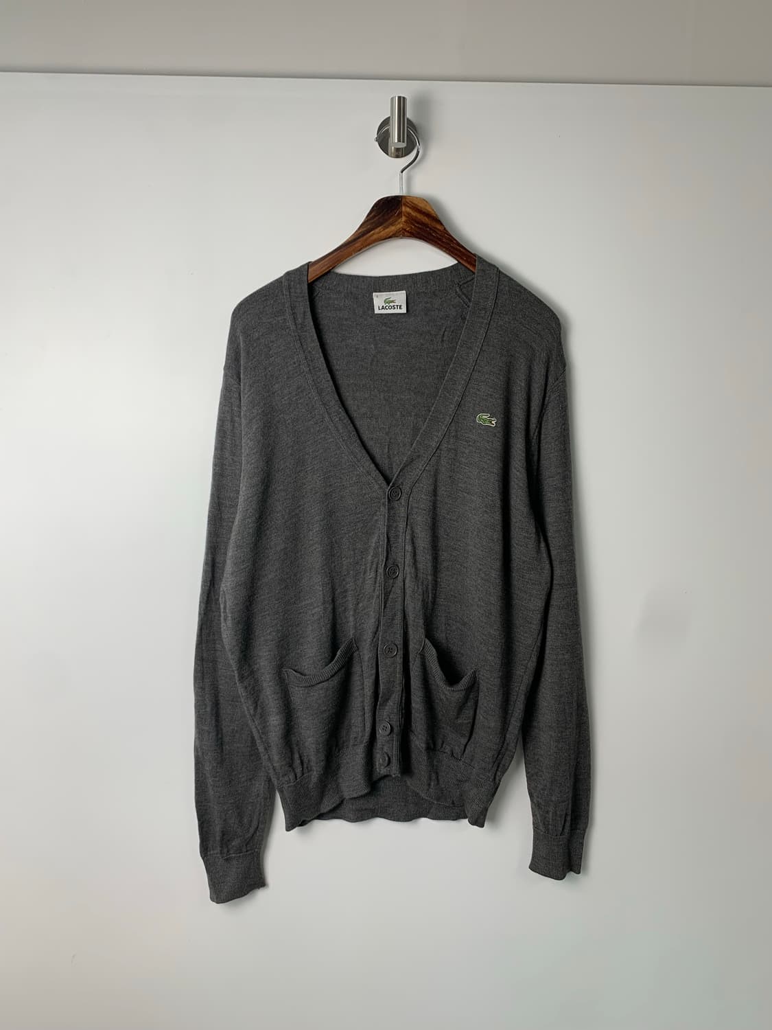 라코스테 자수로고 차콜 니트 가디건 상품이미지2
