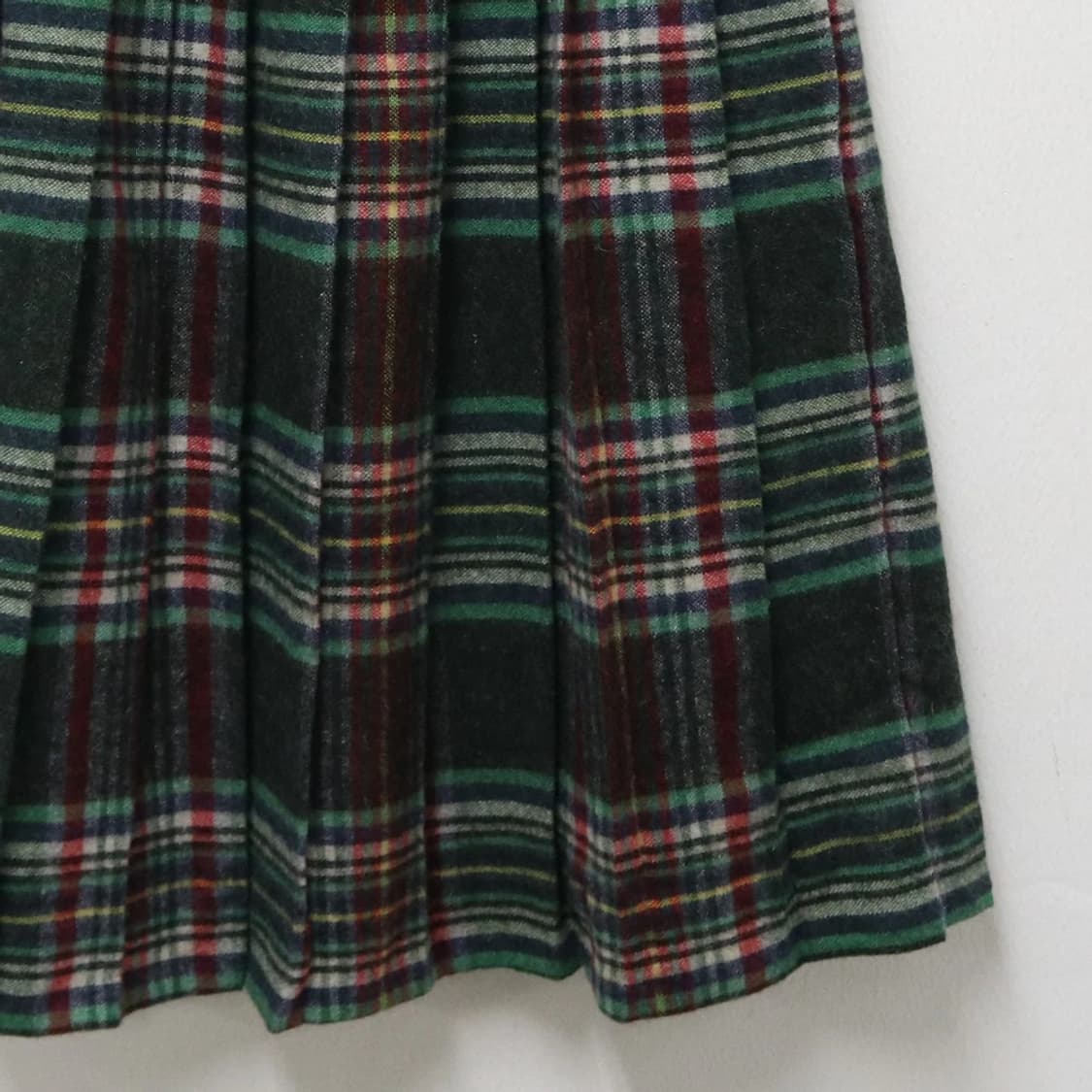 체크 울 혼방 플리츠 미디 스커트 62445 상품이미지4