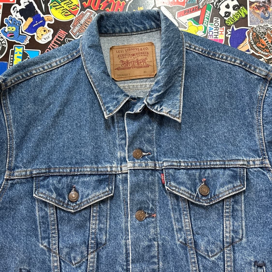 90s USA 리바이스 70506-0217 데님 트러커 자켓 40 상품이미지3