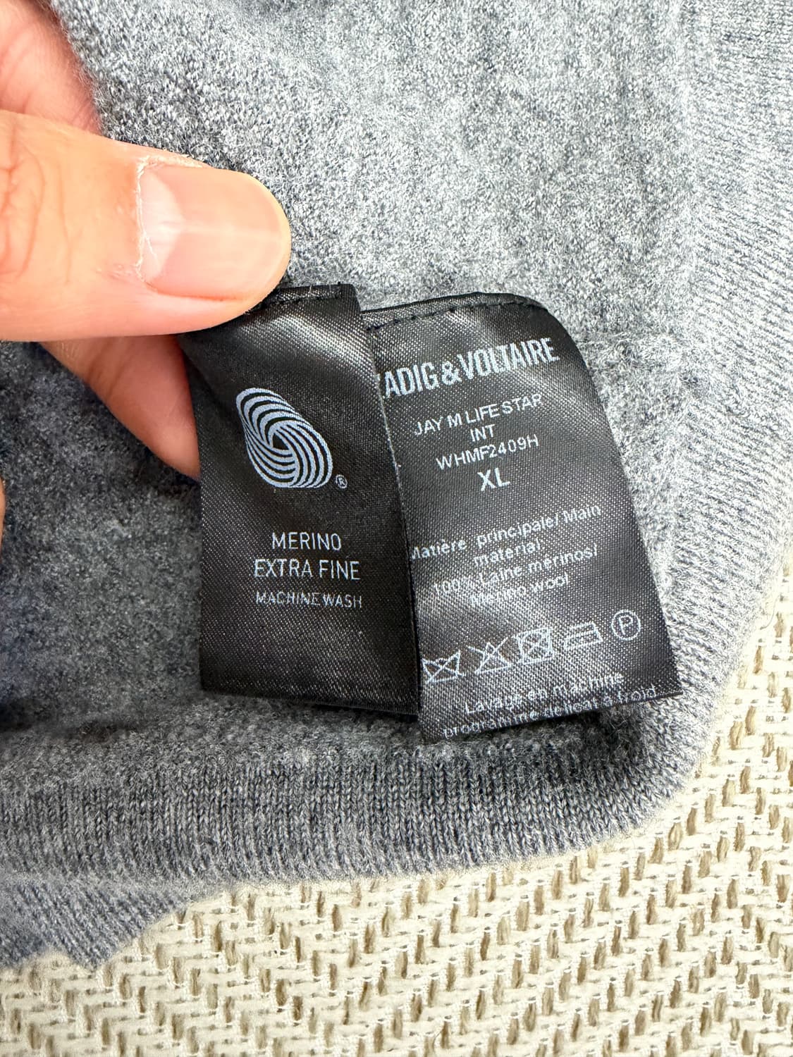 정품) 쟈딕앤볼테르 메리노울 니트 집업 XL 상품이미지7