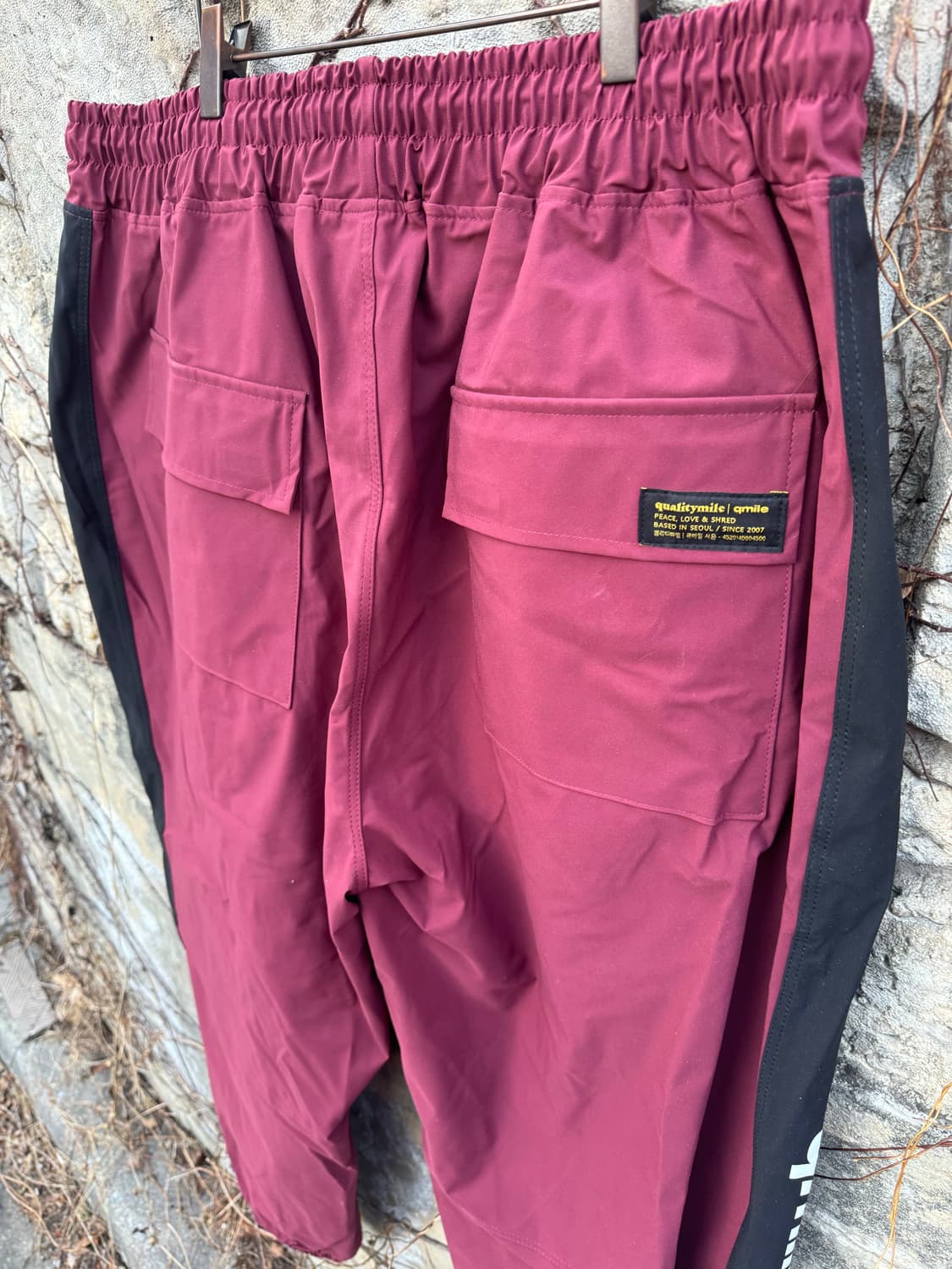 큐마일 뉴트로 배기 사이드라인 3L 조거 팬츠 보드복 버건디 상품이미지3