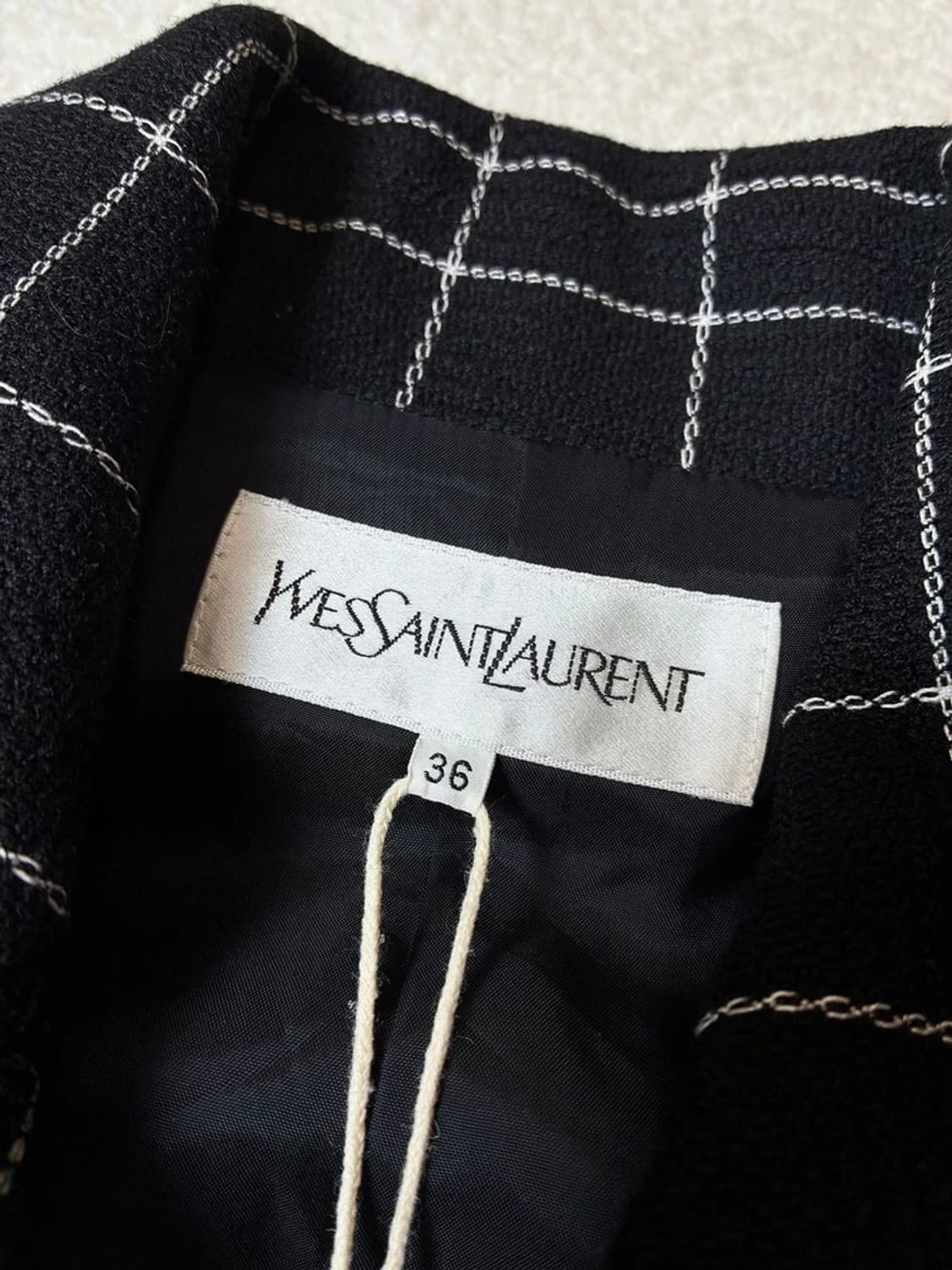 생로랑 YSL 00's 재팬 울 체크 롱 코트 PN6662 상품이미지7