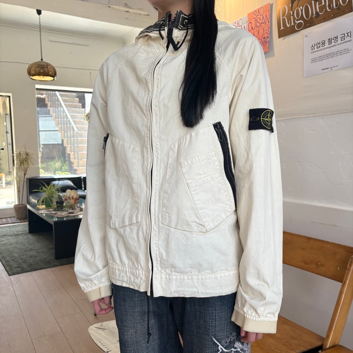 06ss 스톤 아일랜드 아이보리 탄창 쉘 자켓 상품이미지1