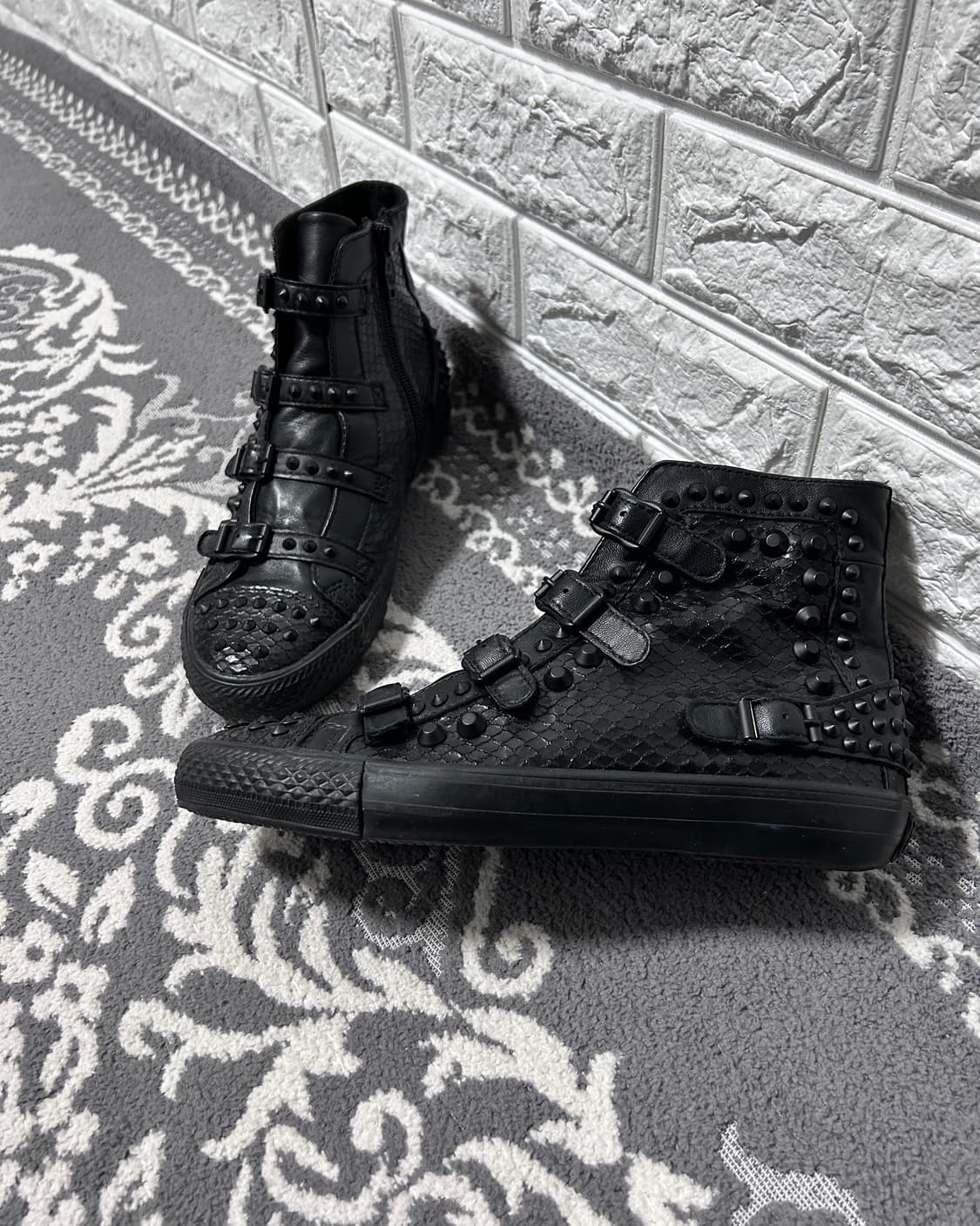 Ash 아쉬 스터드 파이톤 멀티 버클 하이탑 상품이미지1