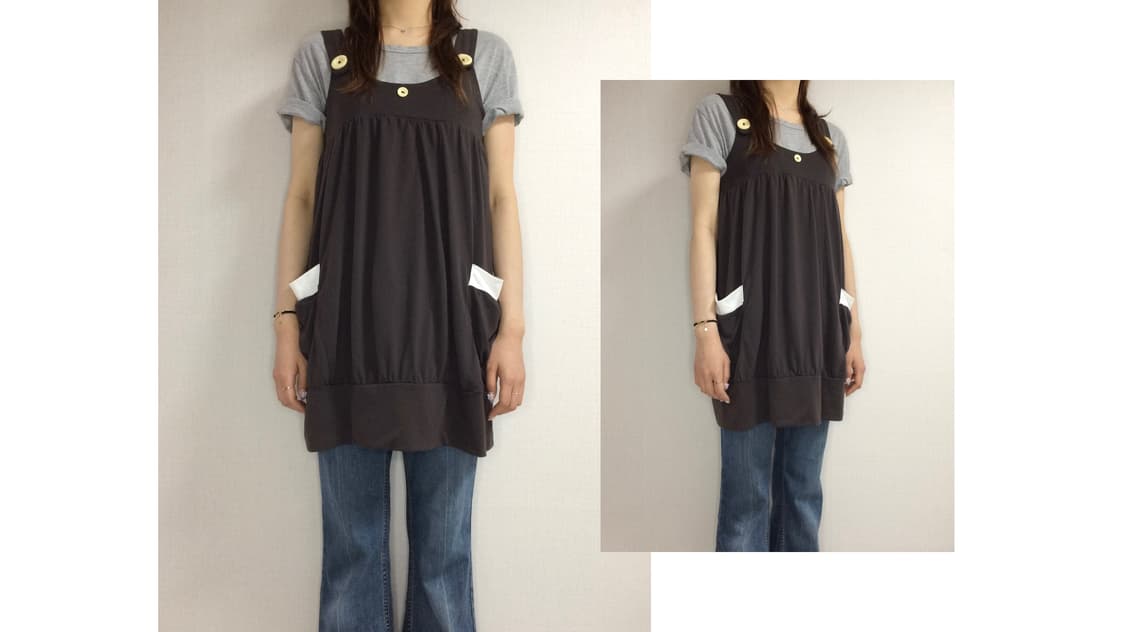 빈티지 다크 브라운 레이어드 나시 원피스 튜닉 상품이미지1