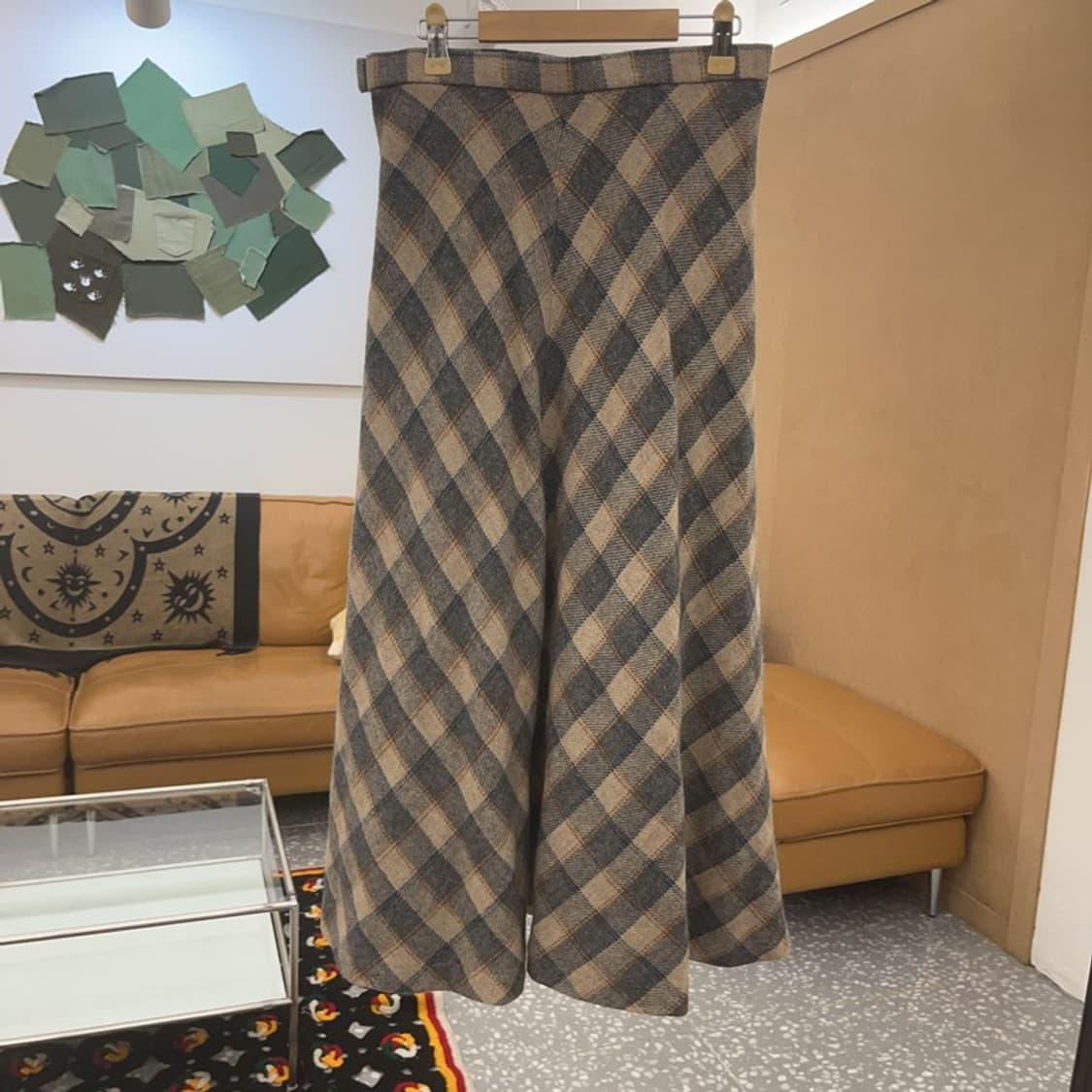 빈티지 모리걸 홀리데이 컨트리 체크 플레어 스커트 28인치 C07507 상품이미지4