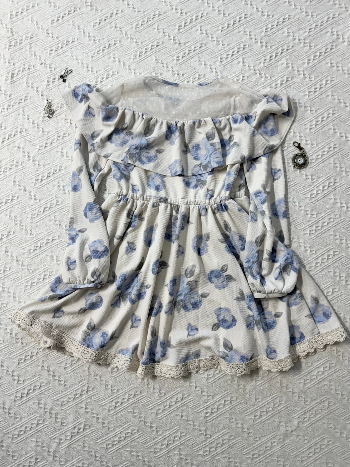 리즈리사 플라워 패턴 레이스/도트 디테일 원피스 상품이미지9