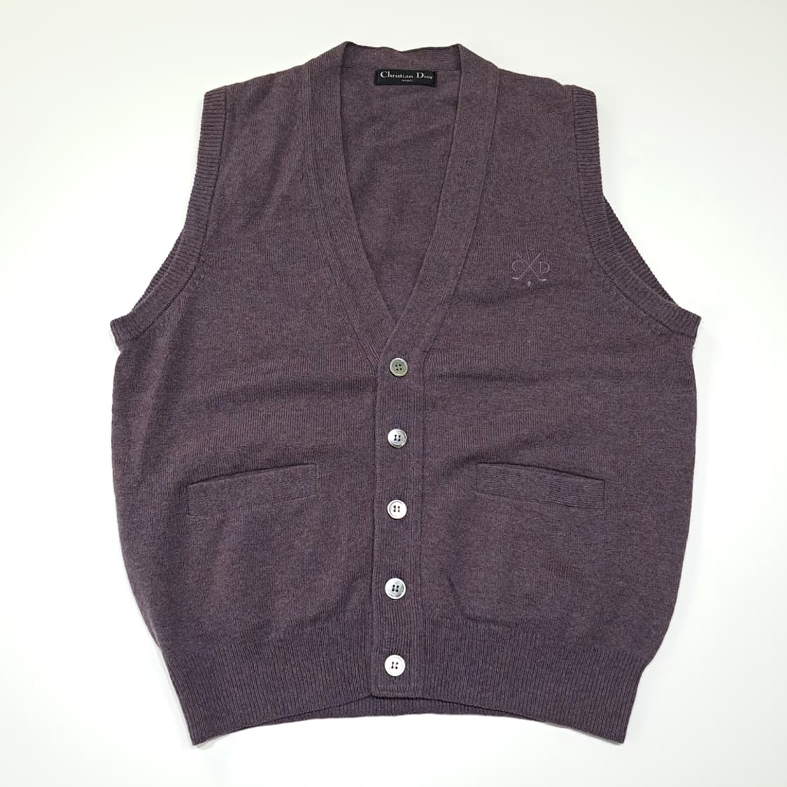 CL871 L 디올 90s 일본판 멜란지 퍼플 브이넥 니트 조끼 상품이미지1