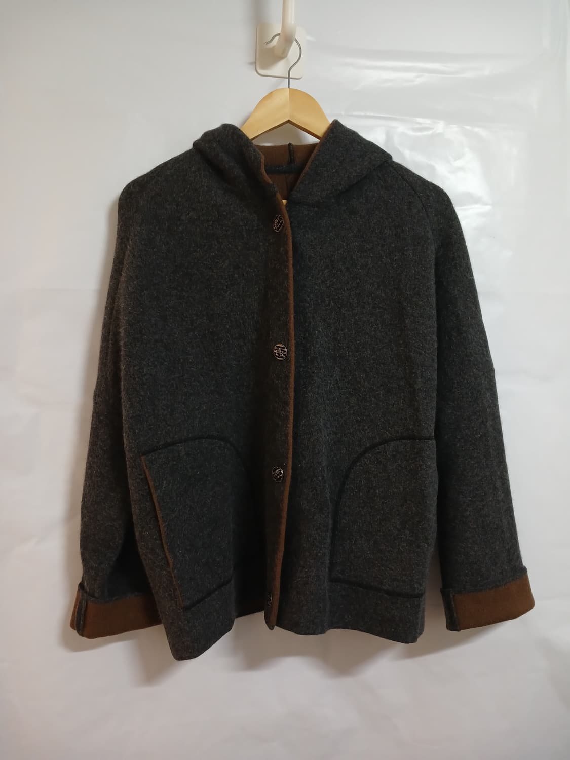 (77)윤순영 울혼방 루즈핏 후드가디건 그레이 상품이미지1