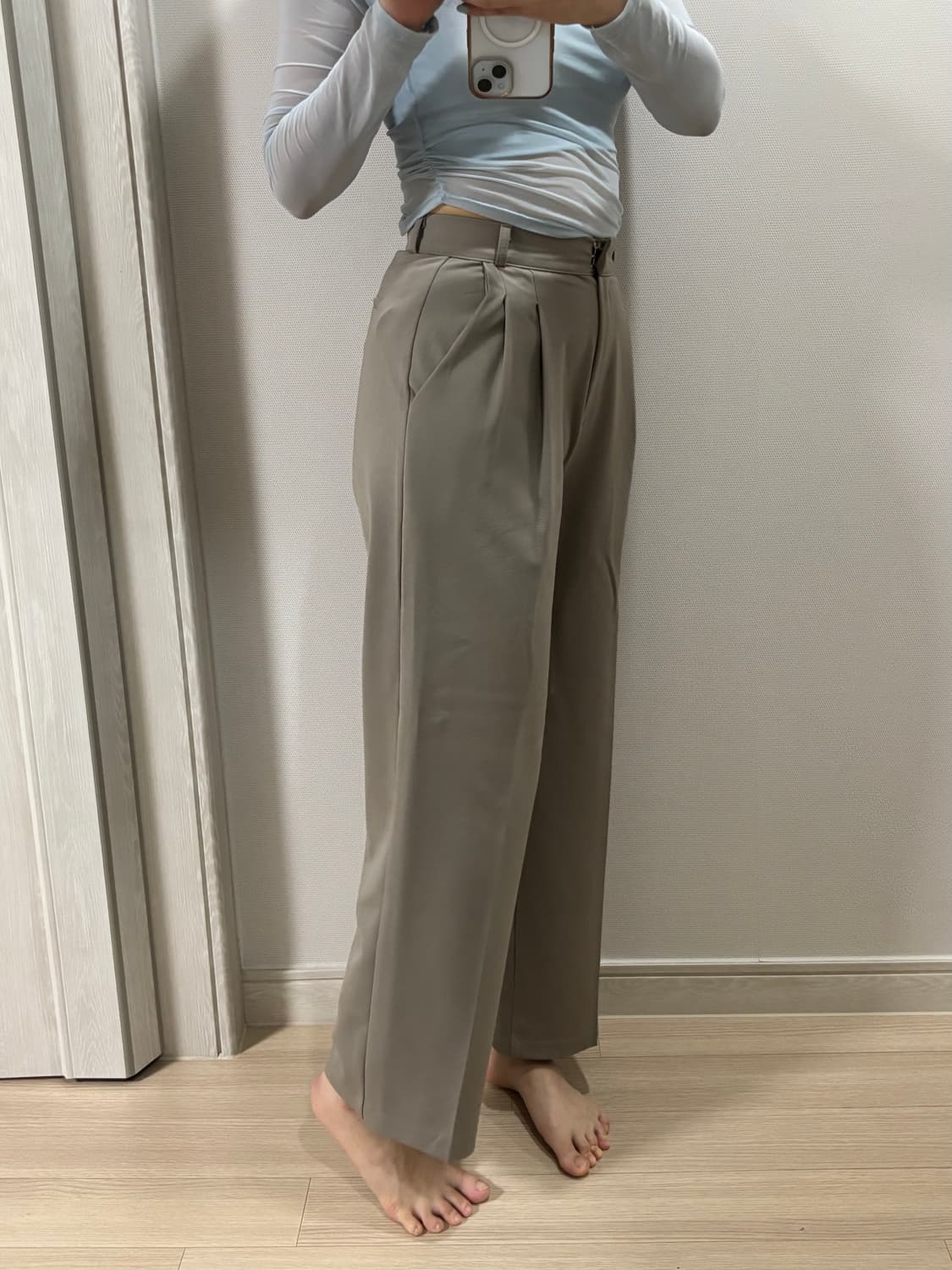 핀턱 와이드 슬랙스 베이지 55사이즈 상품이미지2