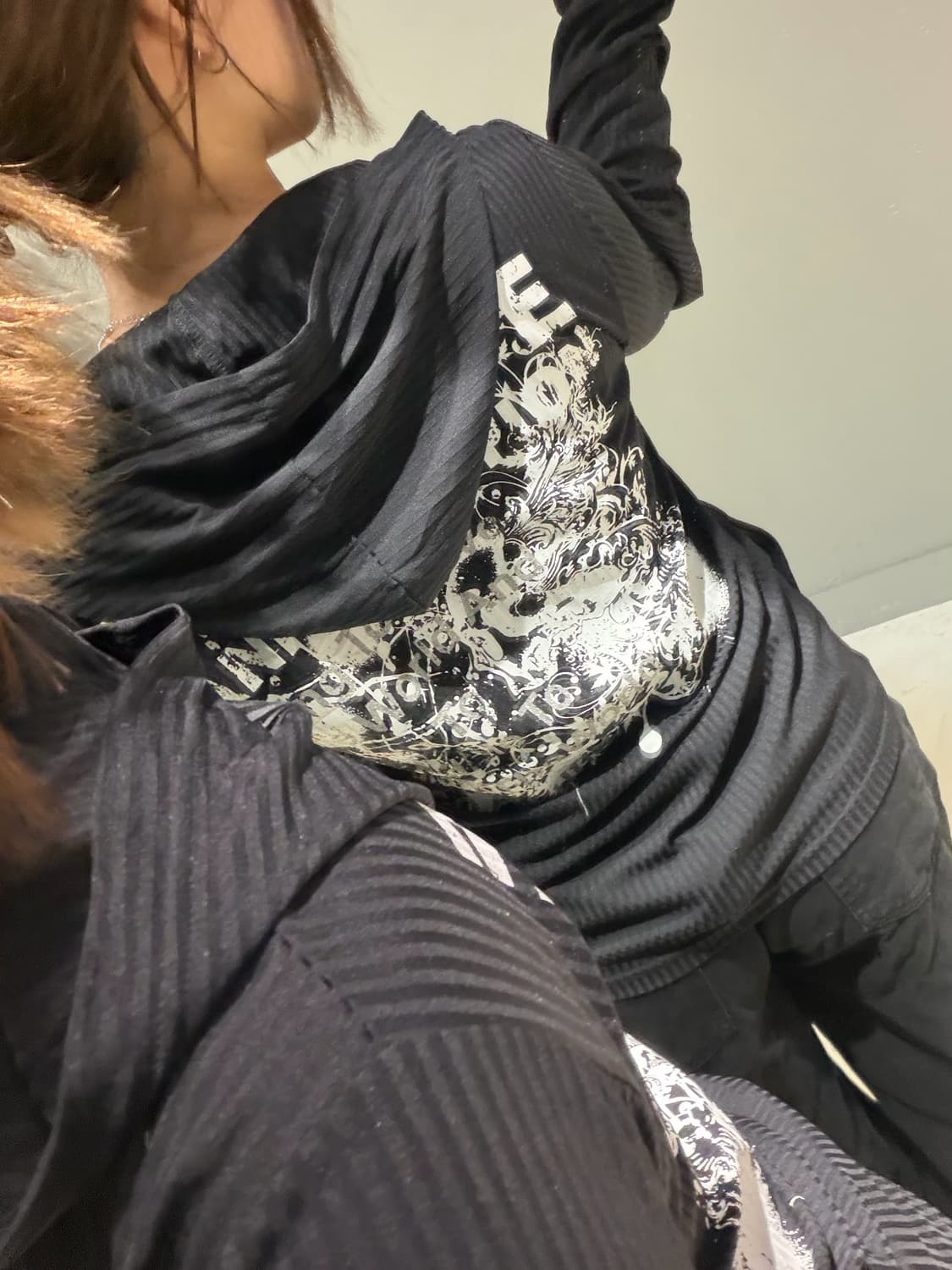 punk lettering & printing hood zip-up 상품이미지5