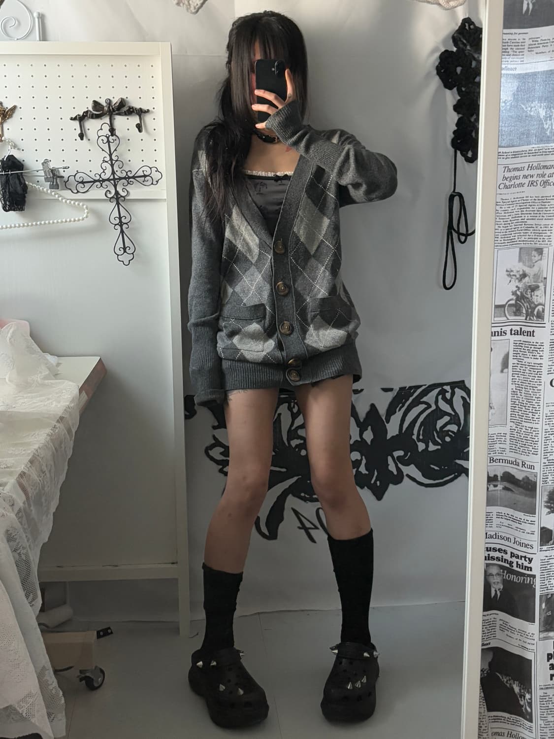 • Abercrombie Gray Argyle Pattern Cardig 상품이미지4