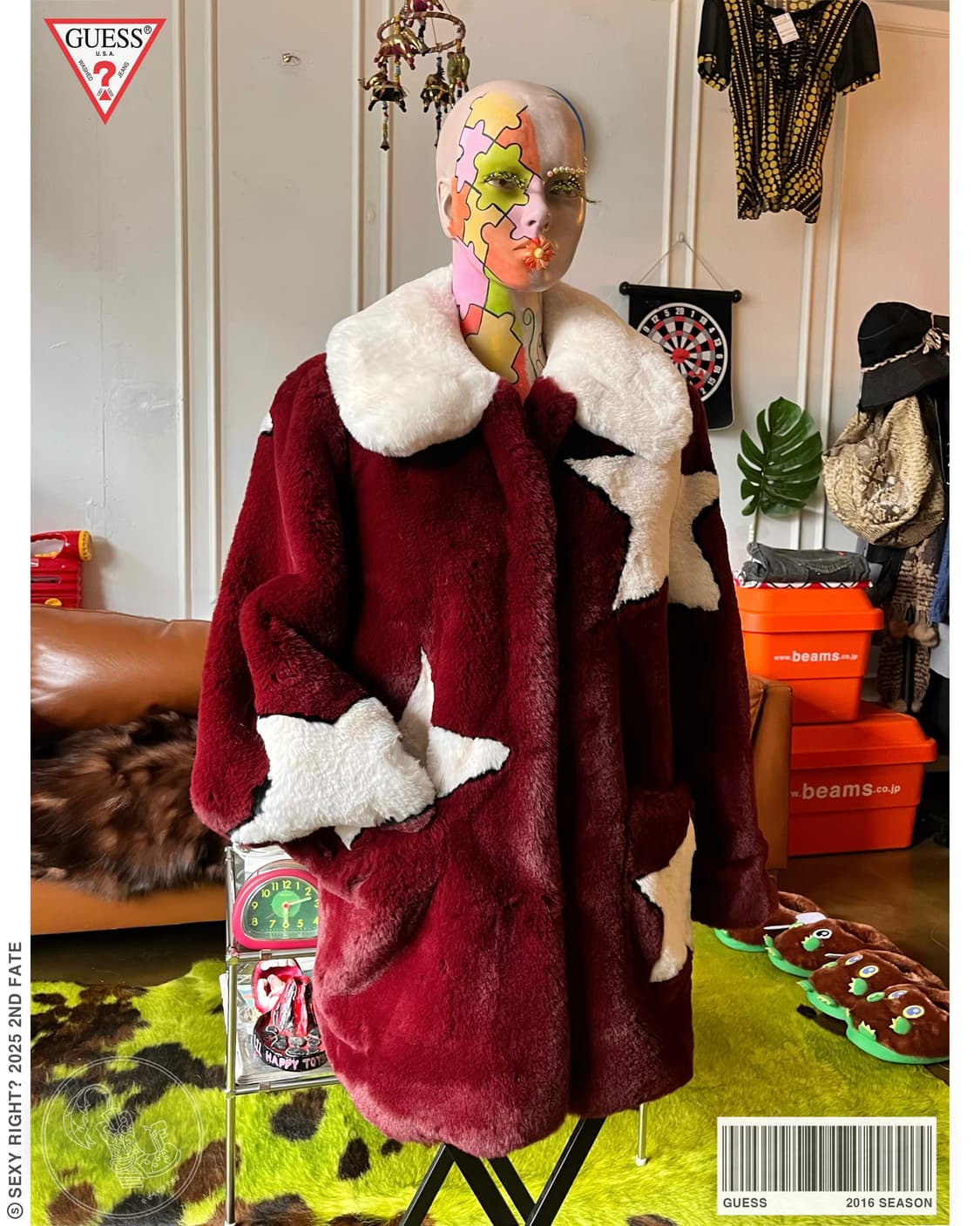 GUESS 2016 Season Star Pattern Fur Coat 상품이미지1