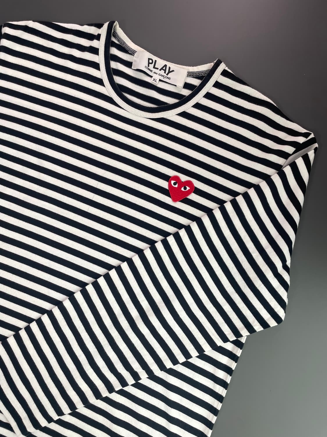 [XL] 꼼데가르송 스트라이프 레드와펜 긴팔 티셔츠 상품이미지2