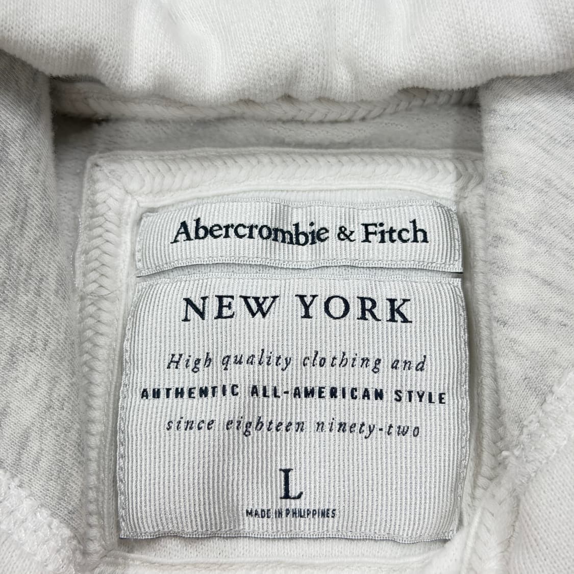 아베크롬비 빈티지 Y2K 스펠로고 기모 후드집업 자켓 화이트 L 상품이미지4