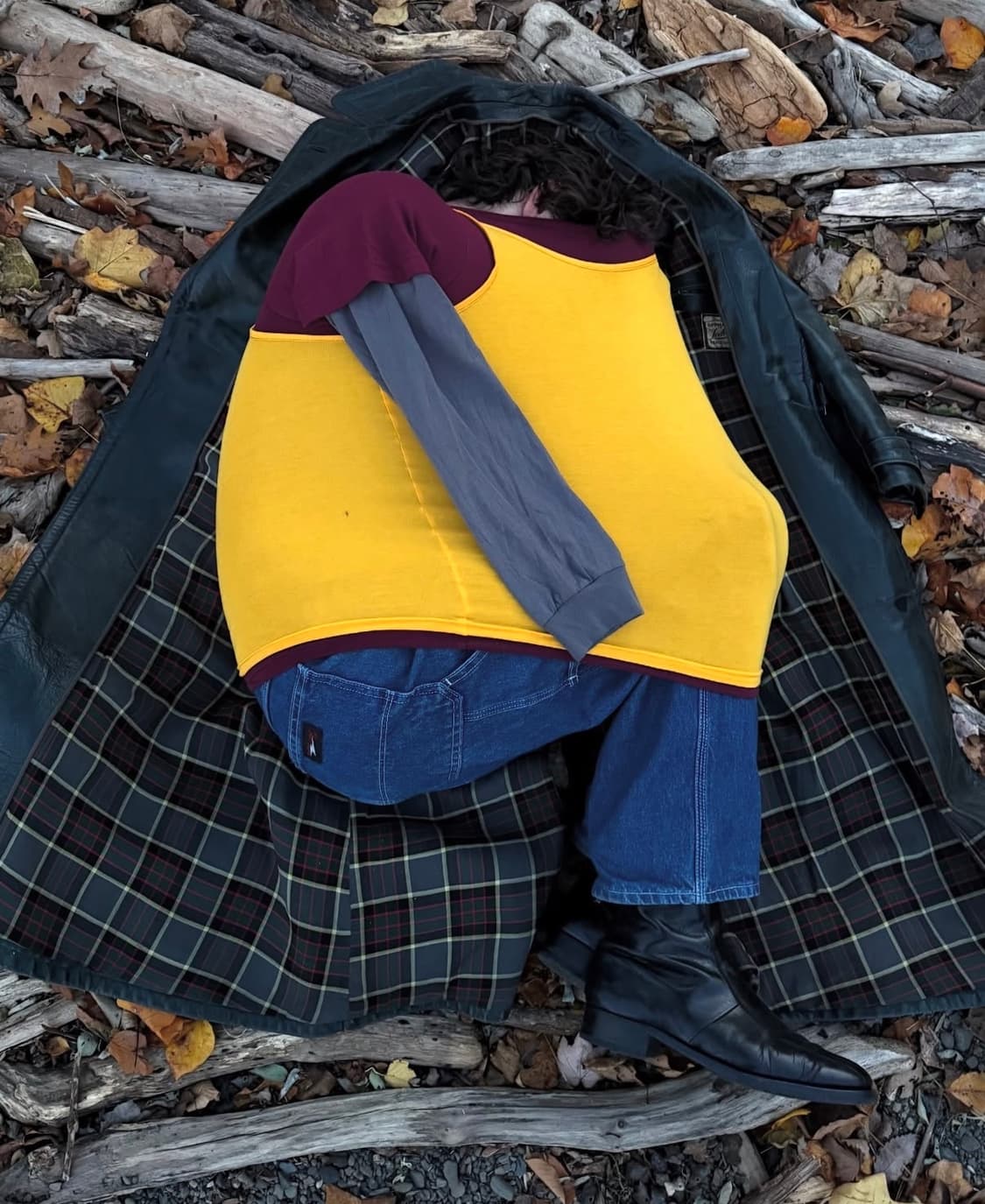 at is at 트리플 레이어드 티셔츠 (마룬, 옐로우) 상품이미지3