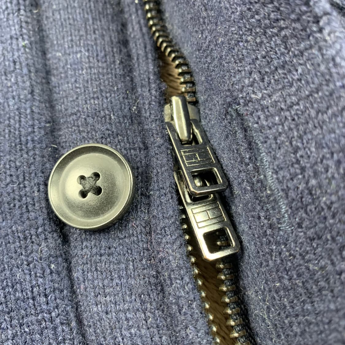 타미힐피거 퍼안감 네이비 울 니트 집업 가디건  상품이미지5