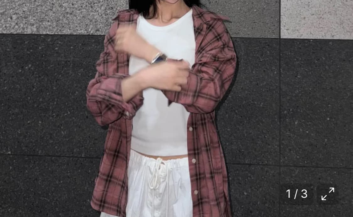 레이디볼륨 타탄 클래식셔츠 pink 상품이미지1