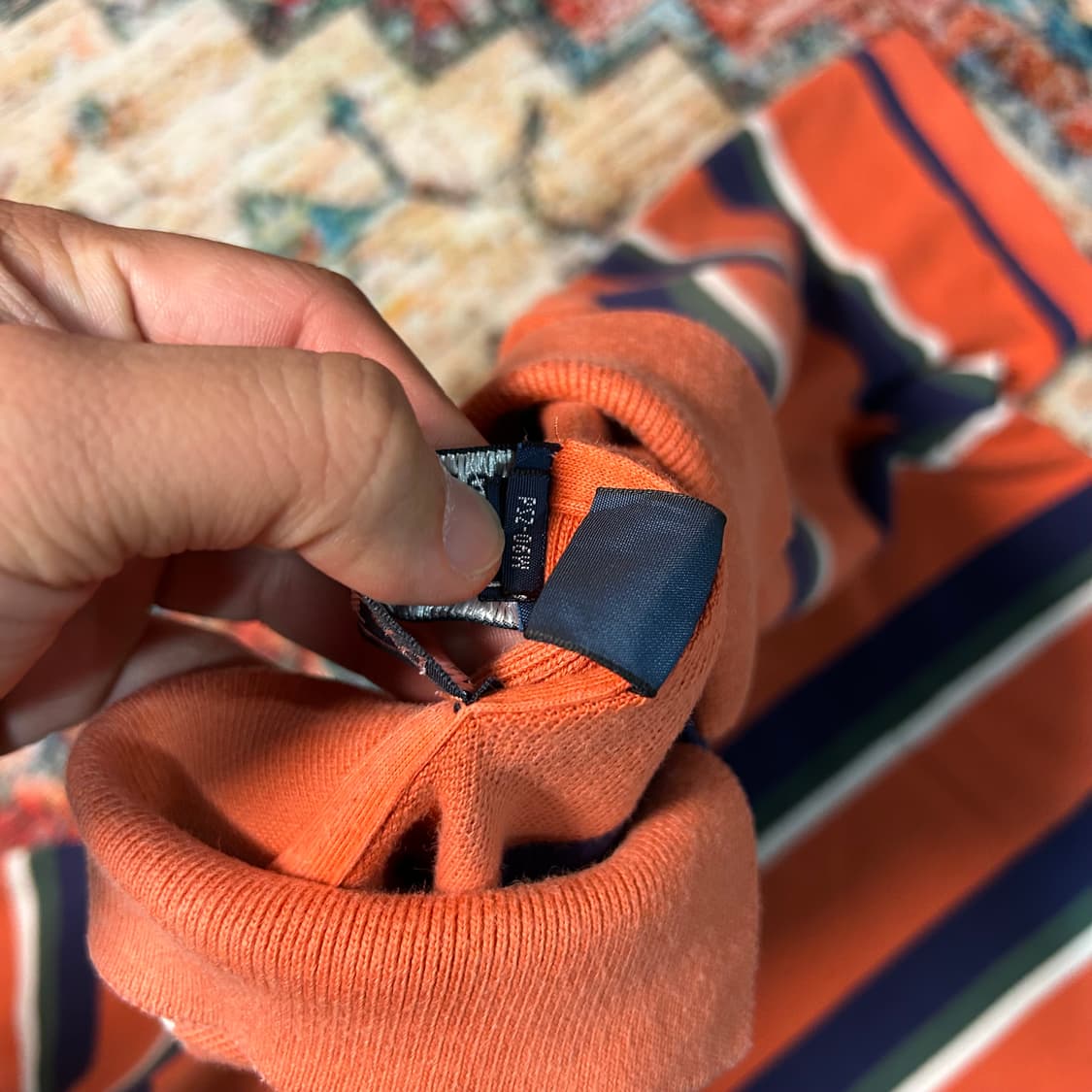 [L] 폴로 랄프로렌 오렌지 스트라이프 카라 반팔 상품이미지4