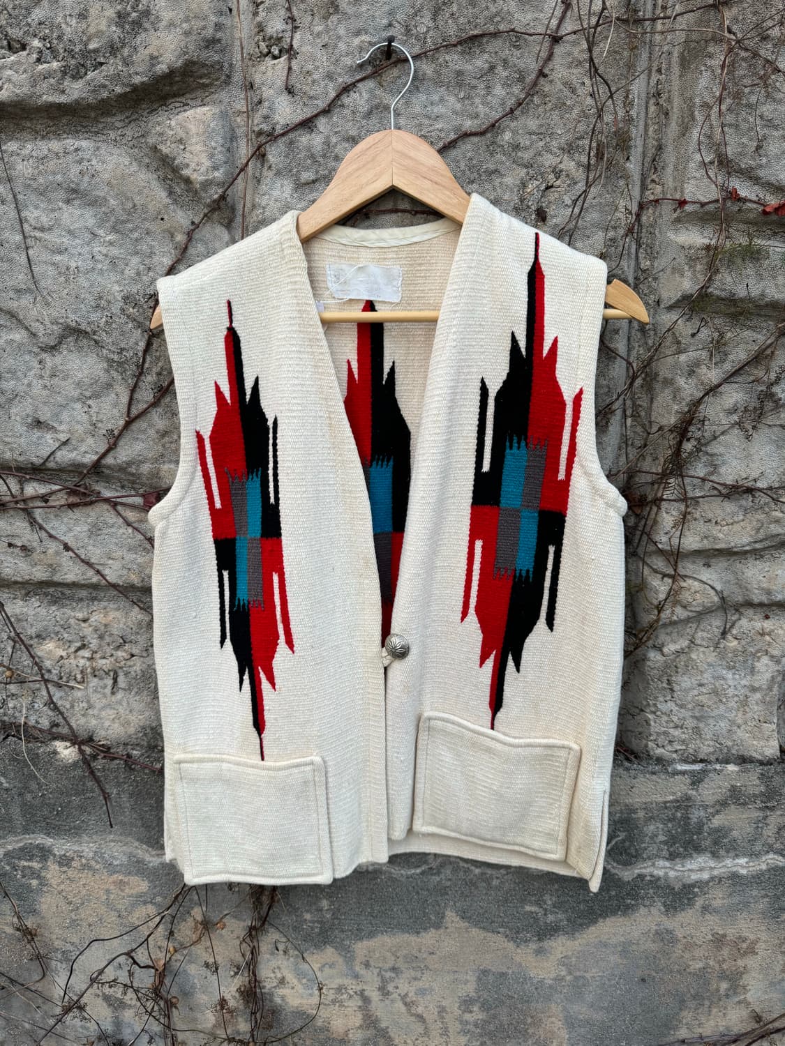 40s ~ 50s 빈티지 핸드 우븐 울 오르테가 치마요 베스트 센티넬라 상품이미지1