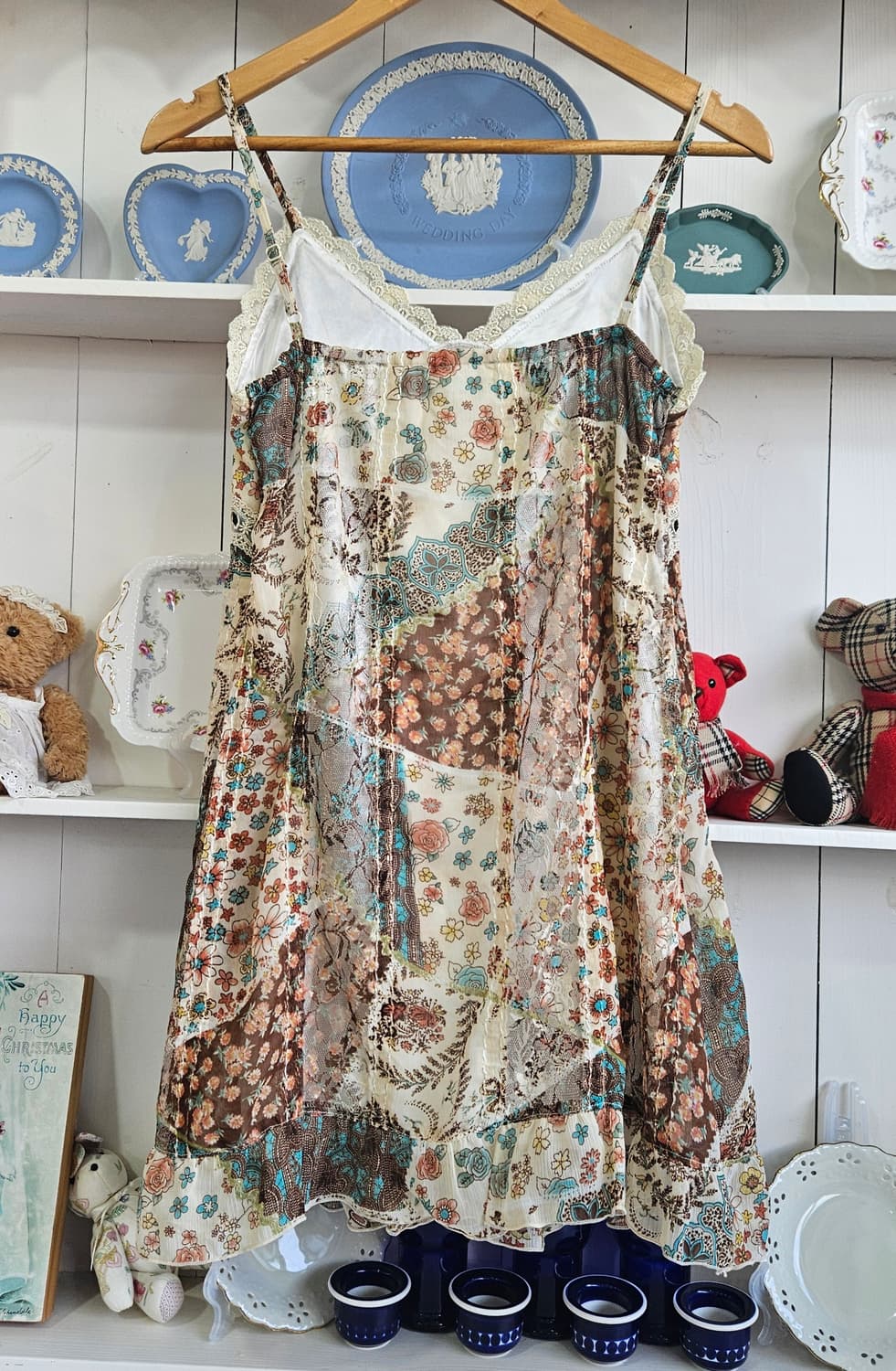 패치워크 플라워 쉬폰 슬립 원피스 상품이미지6