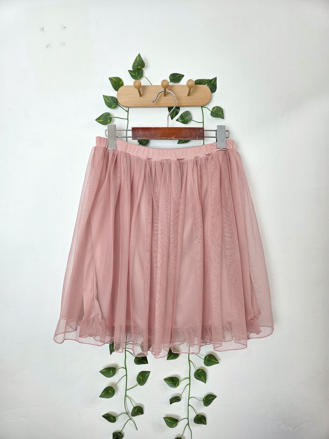 핑크 샤 미디 스커트 상품이미지1