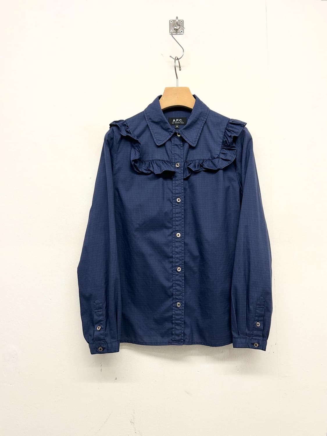 A.P.C. 러플 칼라 셔츠 네이비 상품이미지2