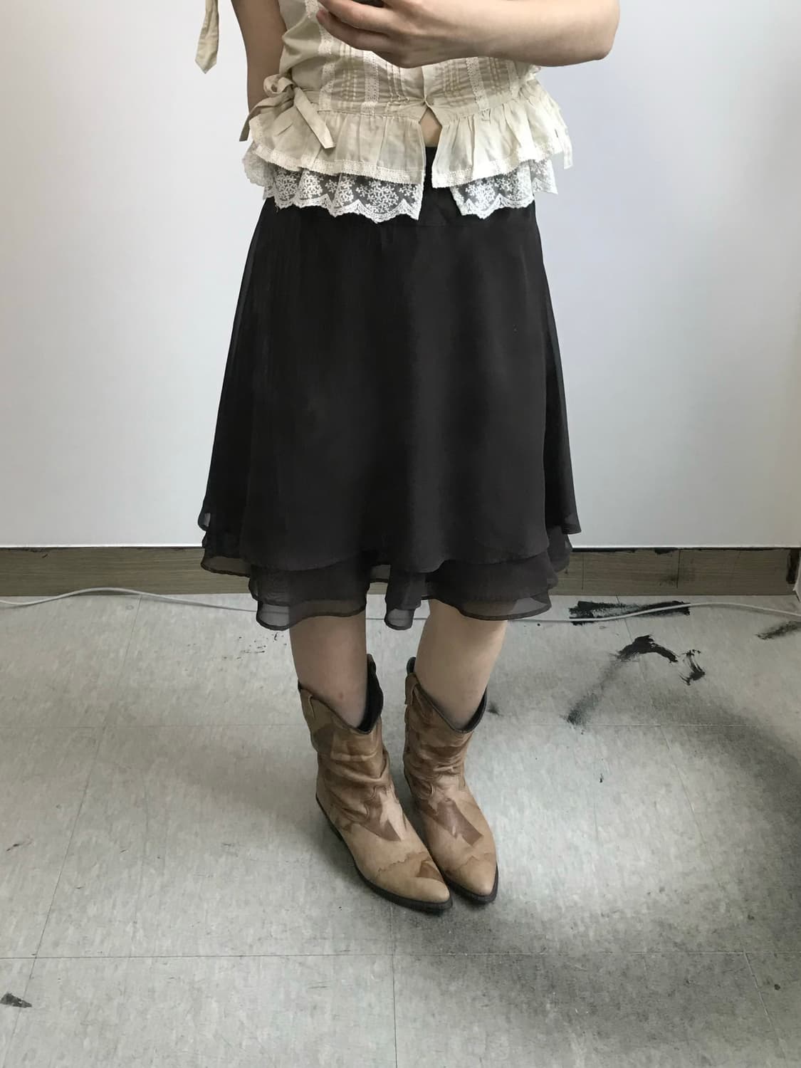 빈티지 레이어드 스커트 상품이미지1