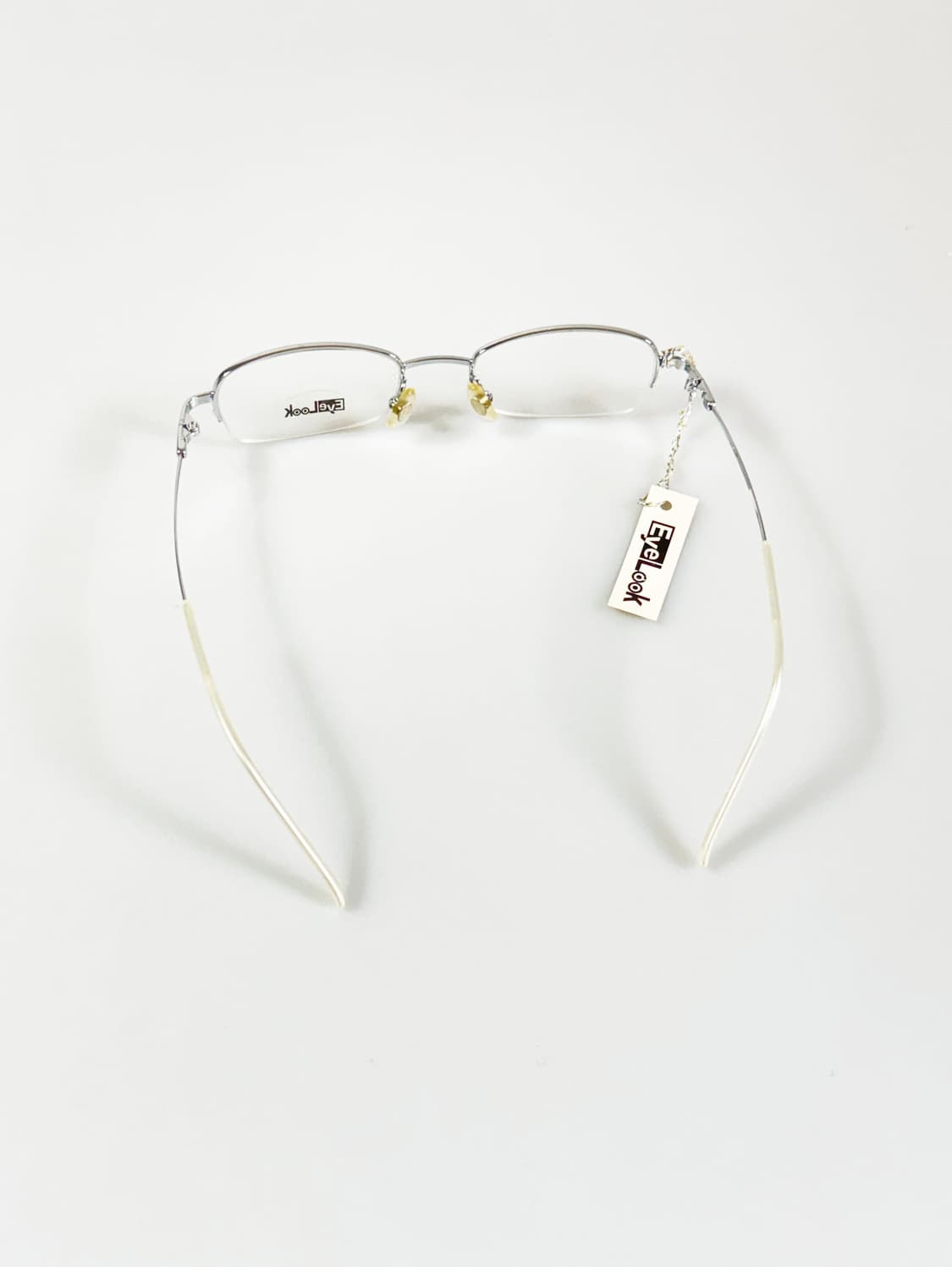 EYE LOOK 실버 메탈 반무테 스퀘어 빈티지 안경 상품이미지5