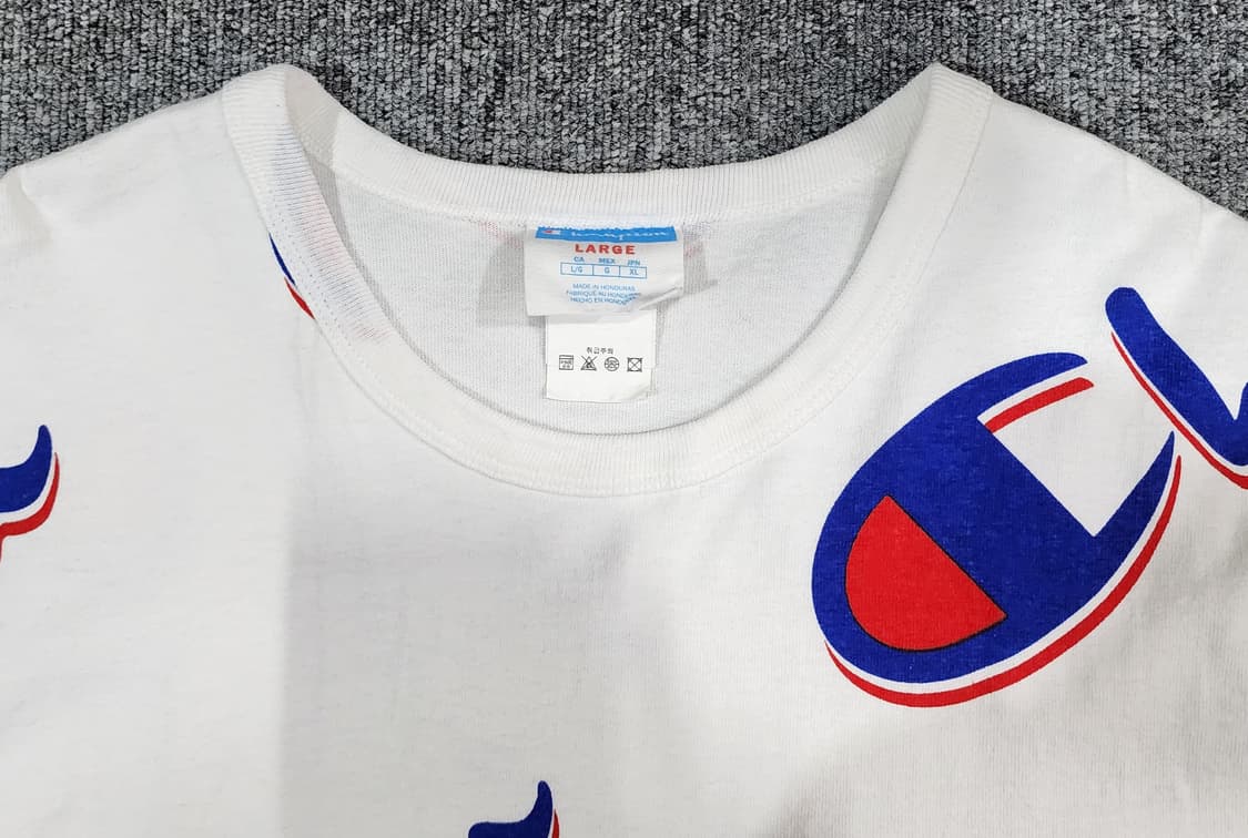 챔피온 크레이지 패턴 로고 프린팅 반팔티 L 상품이미지3