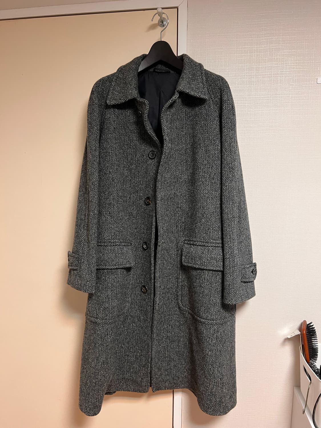 드레익스 해링본 울 래글런 코트 그레이 상품이미지1