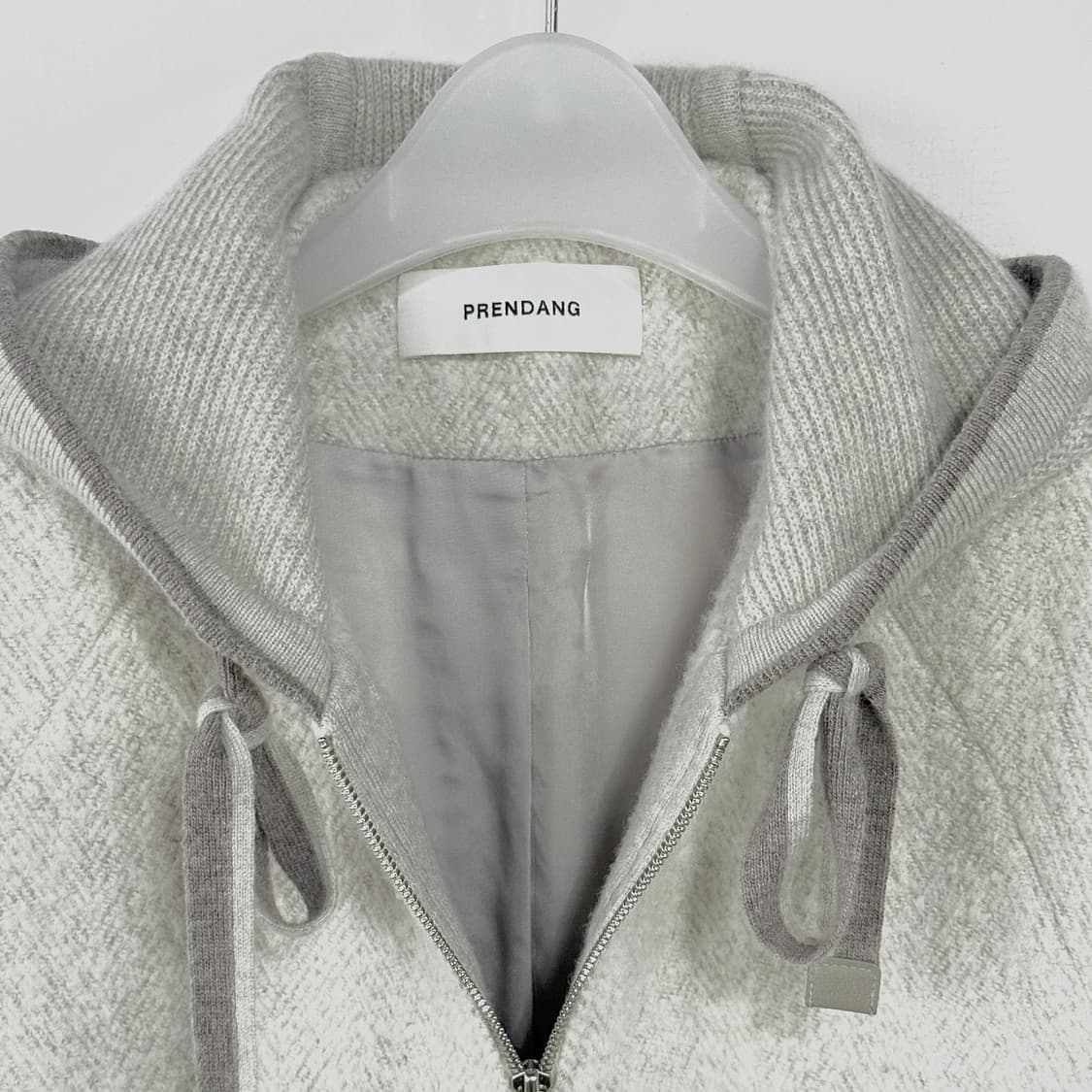 쁘렝땅 알파카 울 집업 후드 코트 상품이미지2