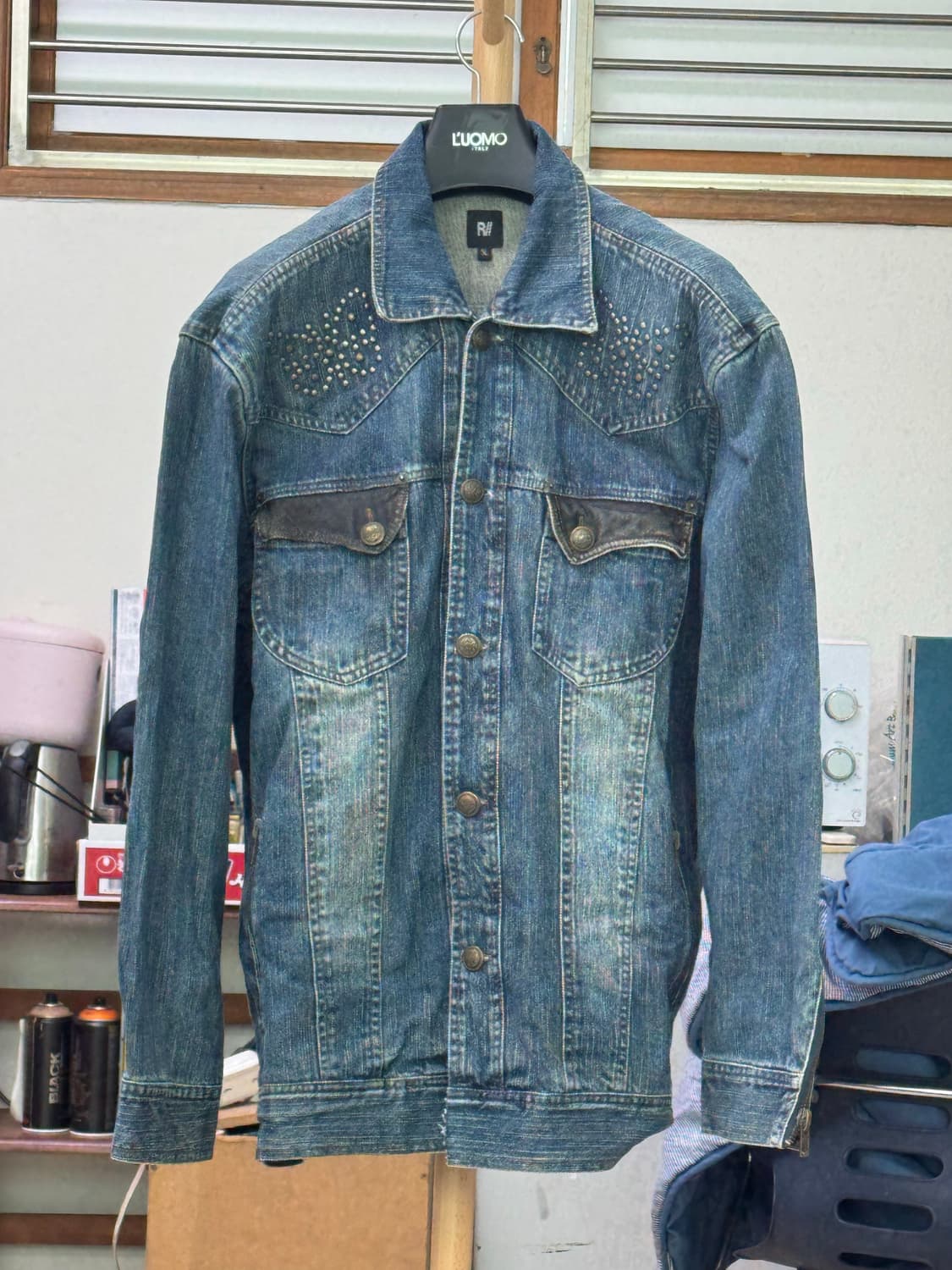 빈티지 나비 도트 디테일 청자켓 상품이미지1