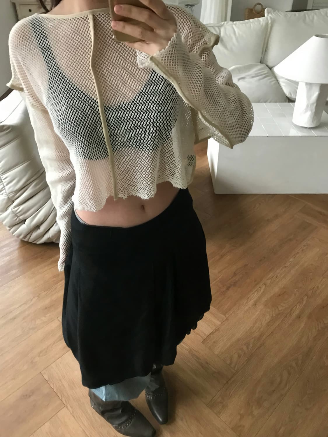 vintage ivory net top 상품이미지3