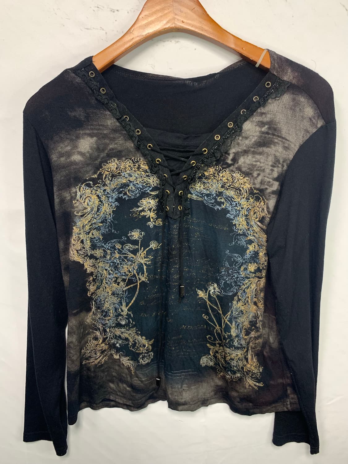 Deep Brown Eyelet Printed Long Sleeve 상품이미지3